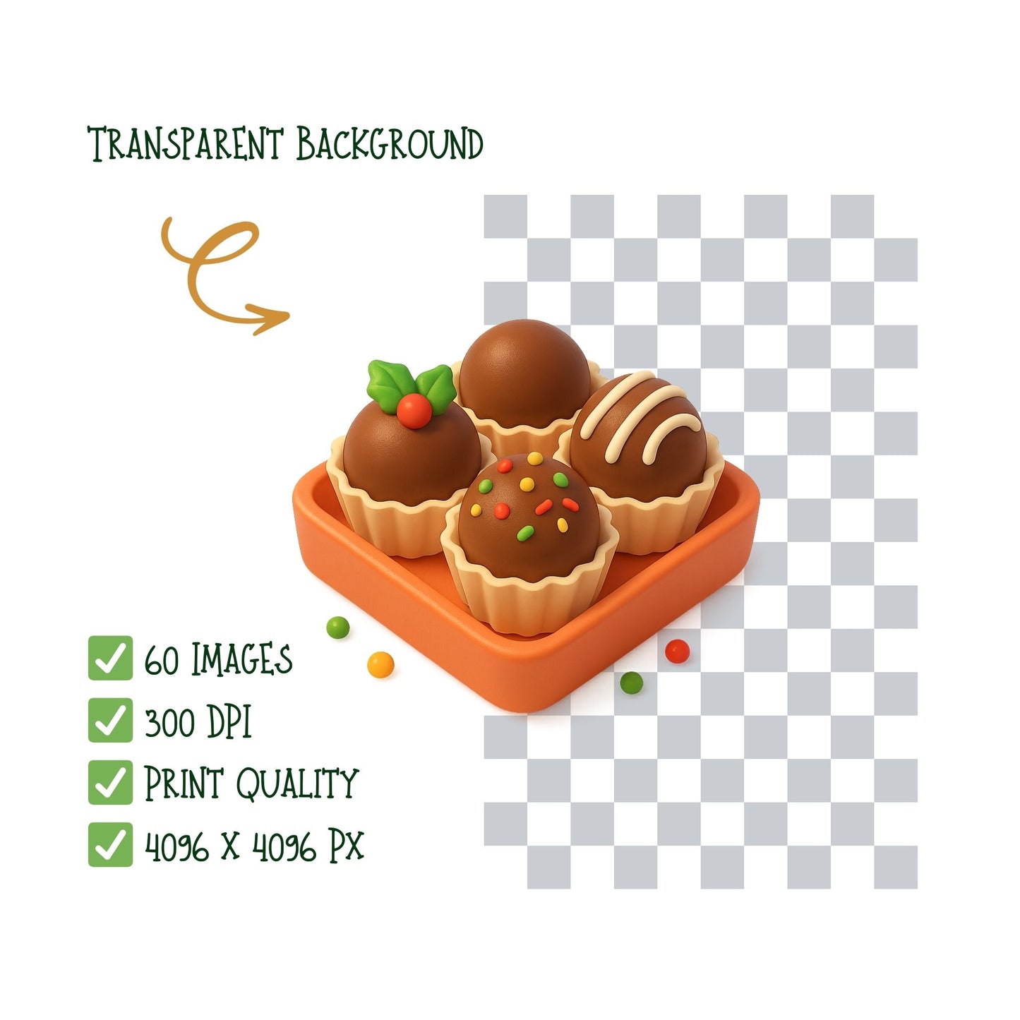 Christmas Baking Clipart – 3D Holiday Sweets PNG | Festive Desserts, Kitchen Tools, Cookies & Cakes