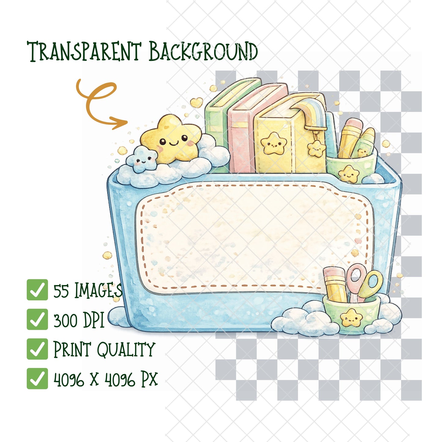 Kawaii Classroom Decor Clipart – 55 3D School PNGs | Teacher Printables, Bulletin Board, Labels & Signs