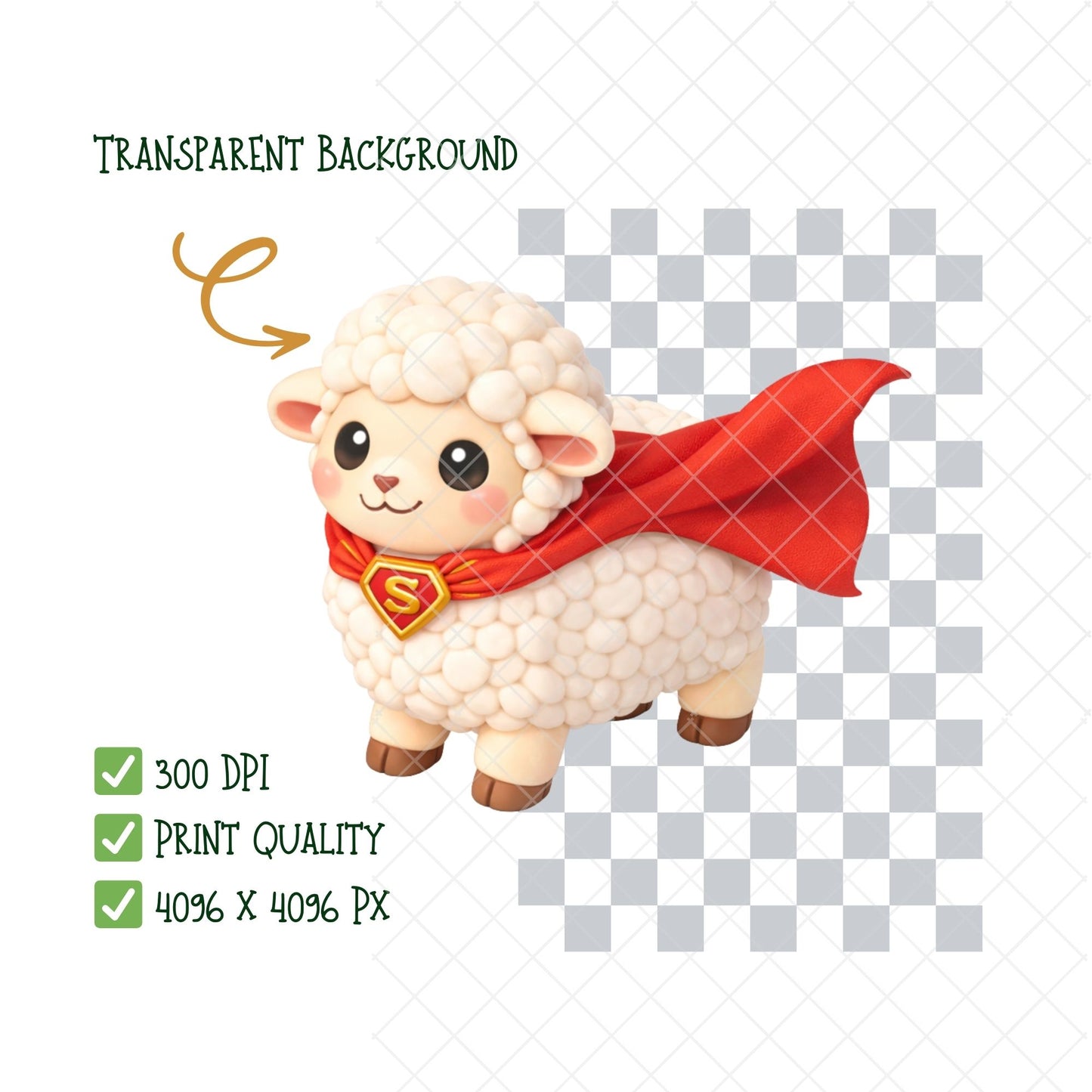 Cute Sheep 3D Clipart – 41 Lamb PNG Files – Farm Nursery Animal Graphics for Baby Shower & Sublimation
