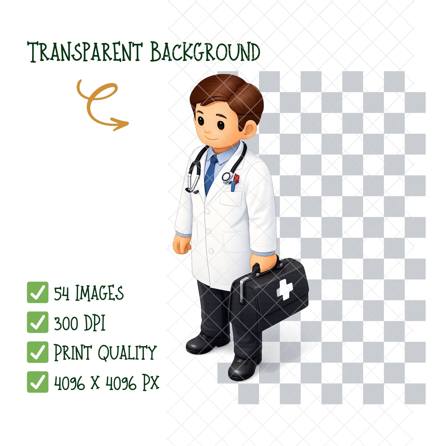 Doctor 3D Clipart Bundle – Medical & Healthcare Scenes PNG, Telehealth, Exams & Hospital Graphics, Educational Cartoon Art, 54 PNG