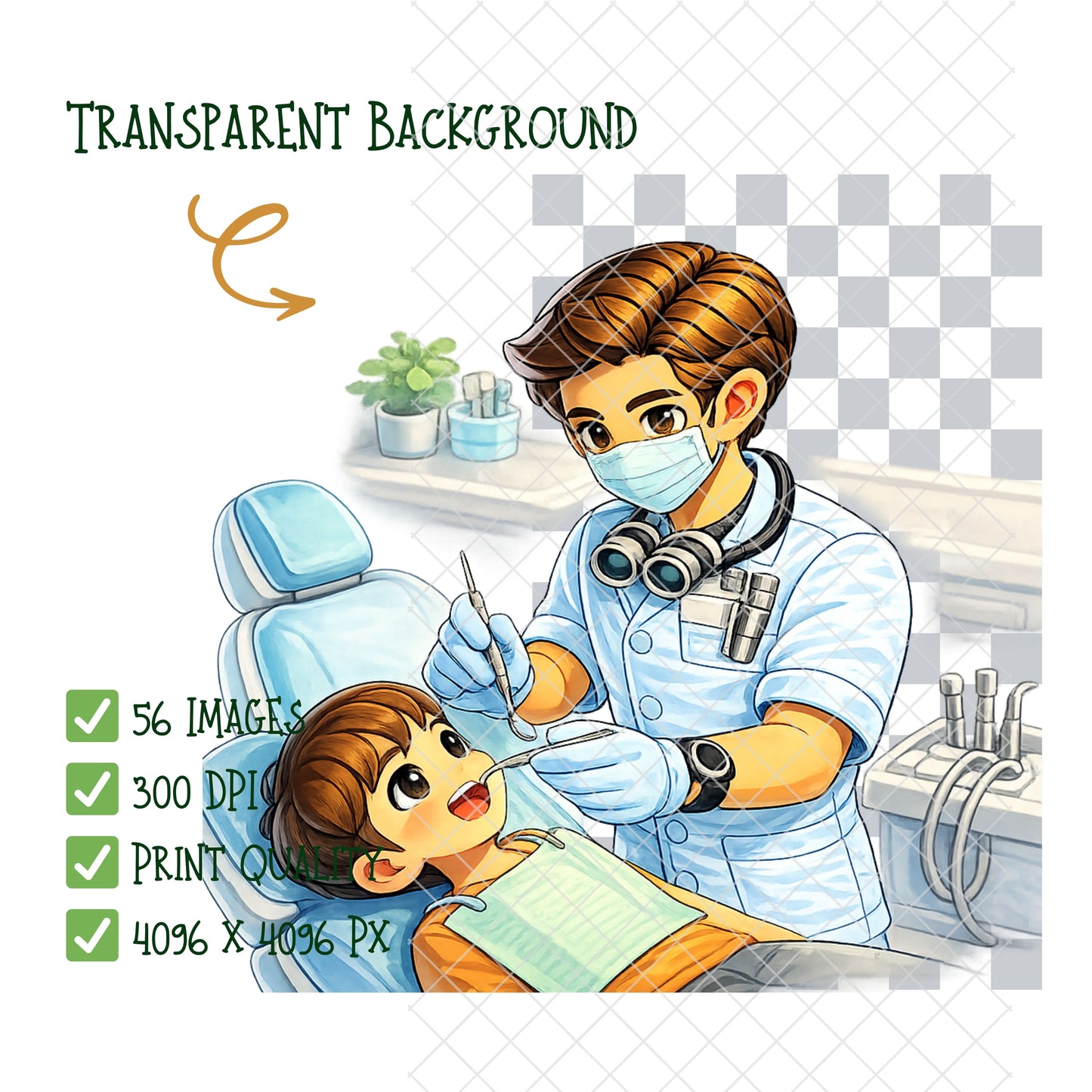 Dentist 3D Clipart PNG Bundle – 56 Isometric Tooth Care & Dental Office Graphics for Kids Education