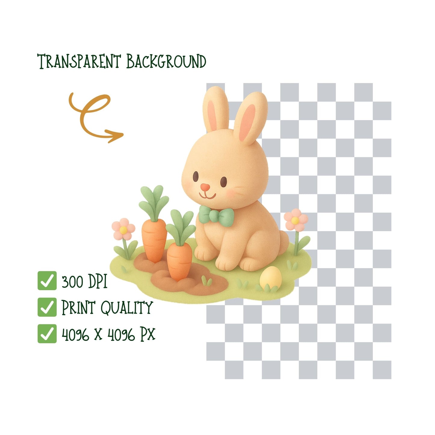 Pastel Easter Bunny Clipart Bundle – Kawaii Rabbit & Chick PNG, Cute Spring Animals, 3D Bunny Clipart, 51 PNG