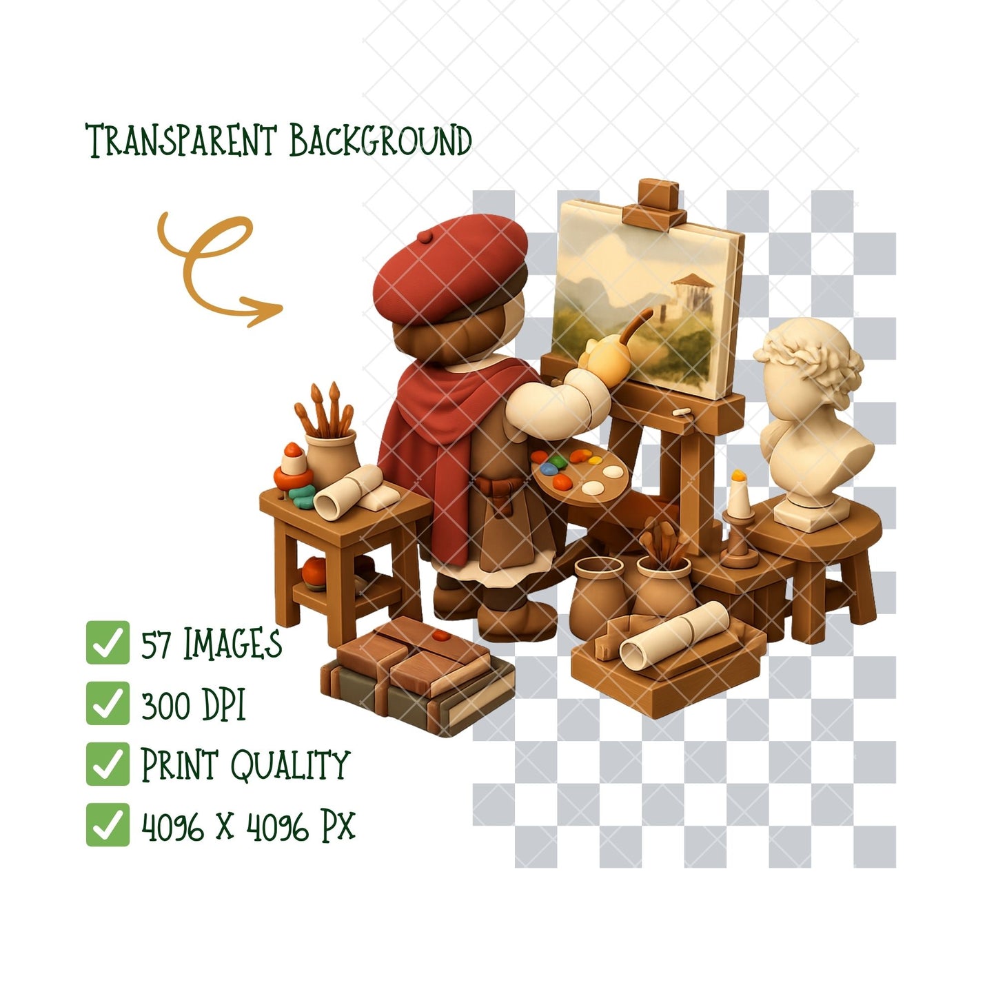 Renaissance Europe 3D Clipart – 57 Medieval PNG Files – Castles, Knights, Ships & Historical Graphics
