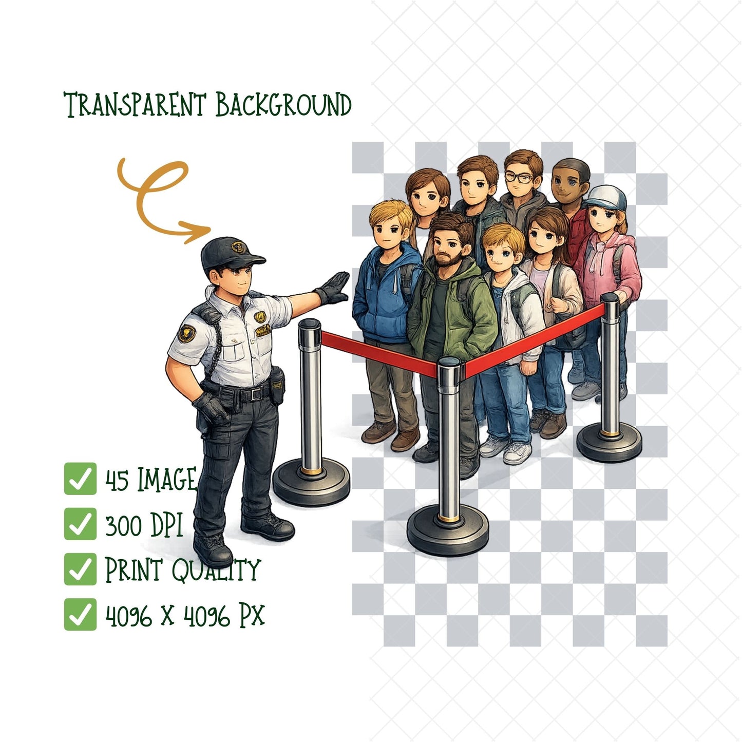 Security Guard 3D Clipart PNG Bundle – 45 Security Officer & Access Control Graphics for Education