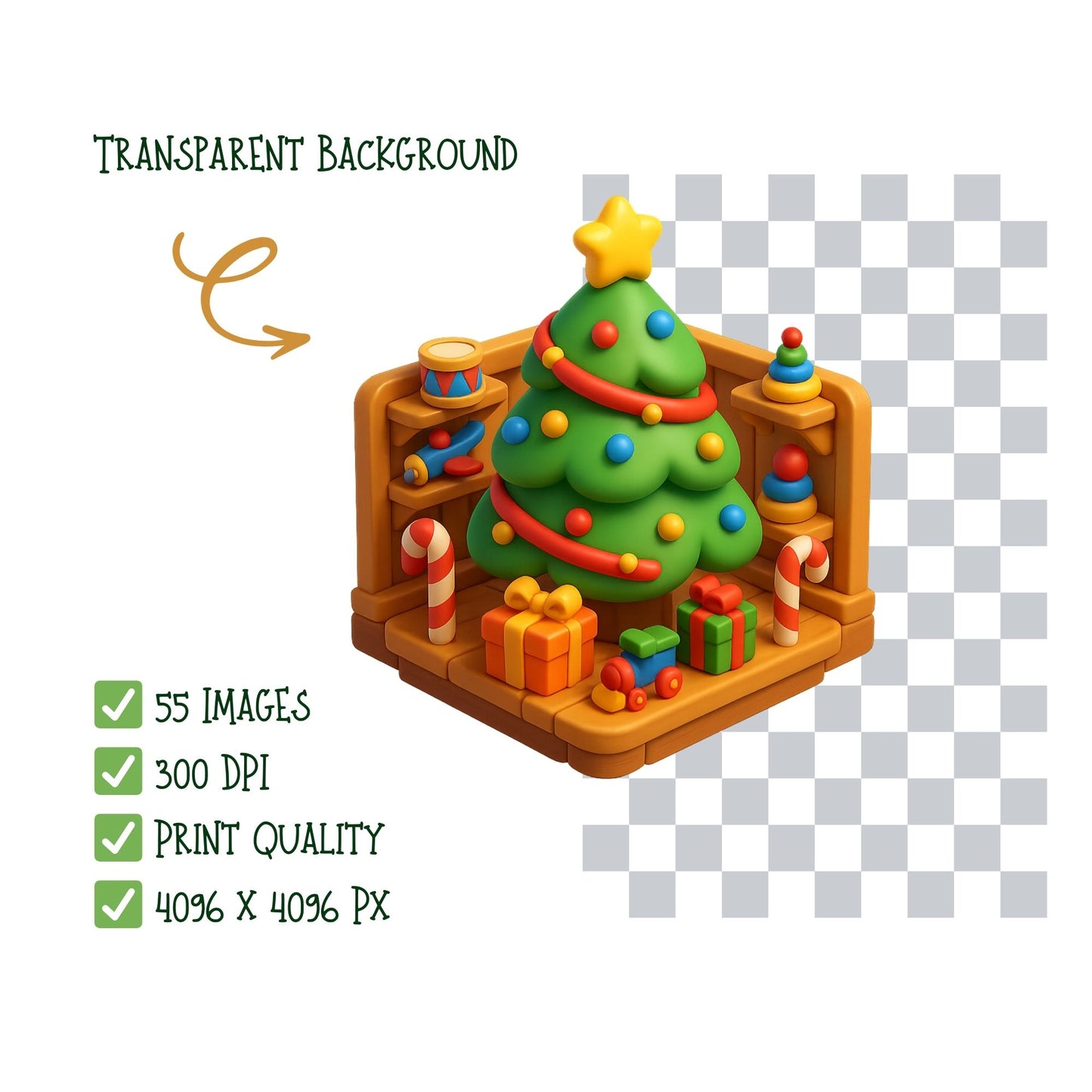 Santa’s Workshop 3D Clipart – Elves, Toys & Christmas PNG Bundle (55 Files)
