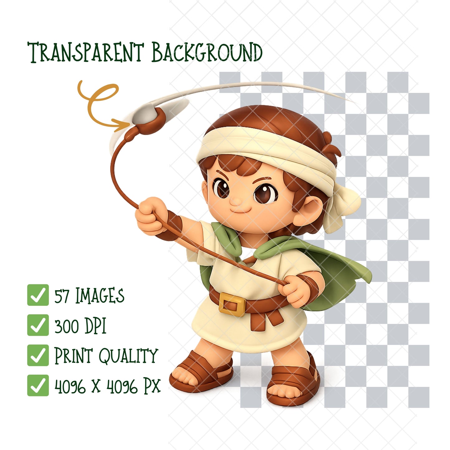 David and Goliath 3D Clipart PNG Bundle – 57 Bible Story Graphics for Sunday School & Kids Ministry