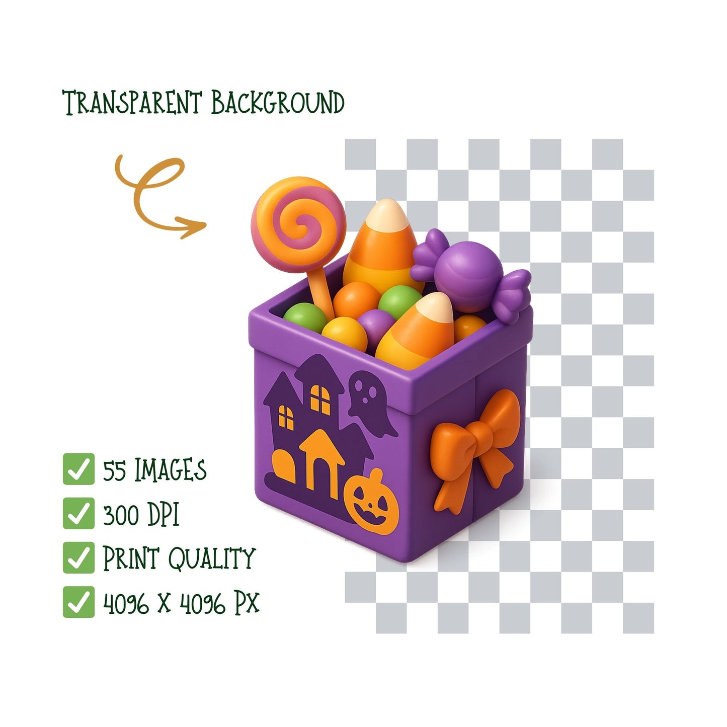 Halloween Candy Clipart Set – Cute 3D Spooky Treats PNG | Candy Corn, Cupcakes, Stickers & Party Decor