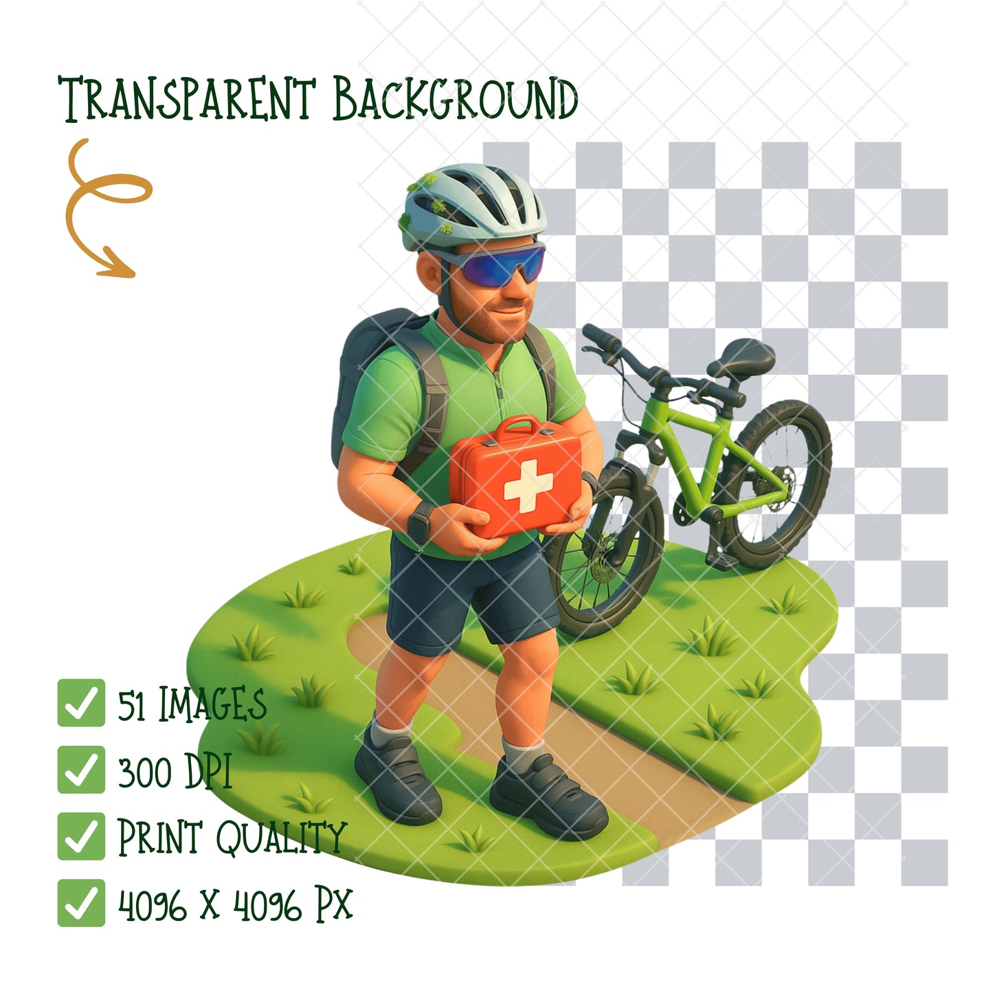 Cycling Adventure 3D Clipart PNG | Outdoor Biking, Camping & Race Graphics | Fitness Sports Isometric Art | Commercial Use