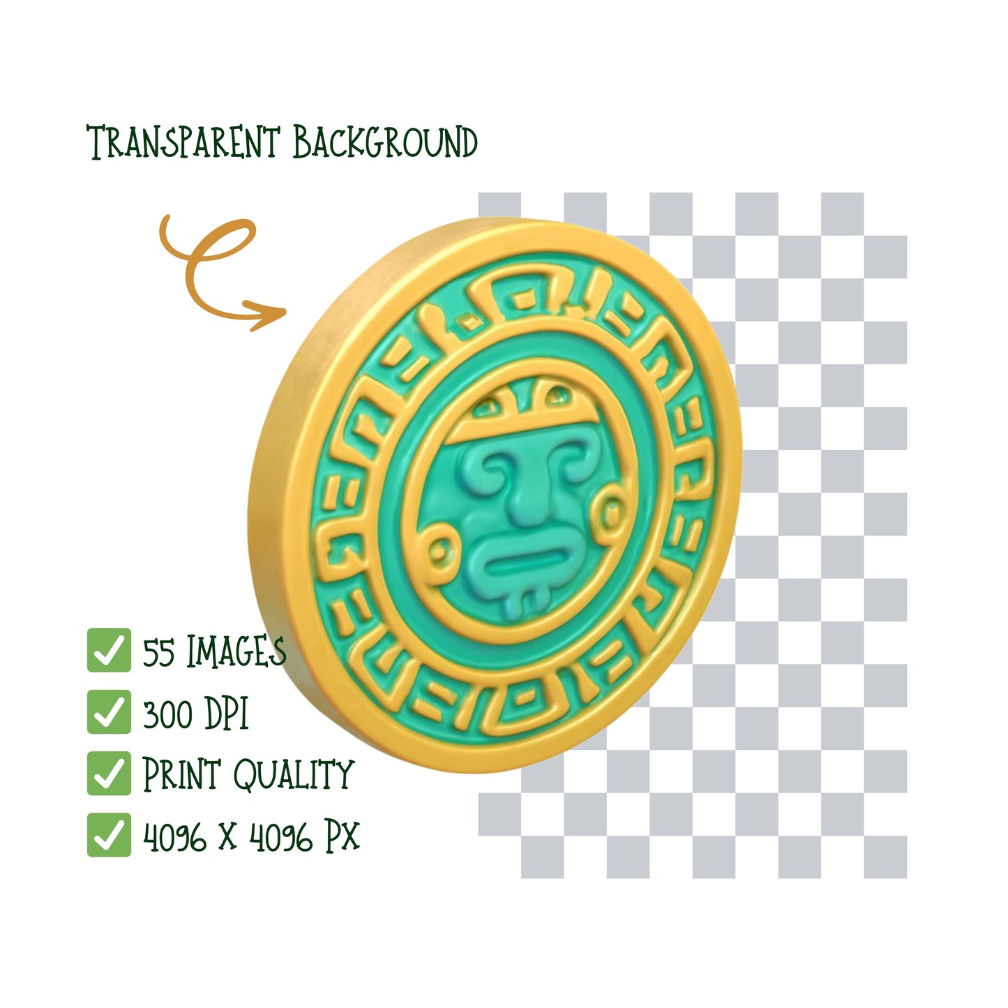 Aztec Civilization 3D Clipart – 55 PNG Ancient Culture Illustrations for History Projects & Education