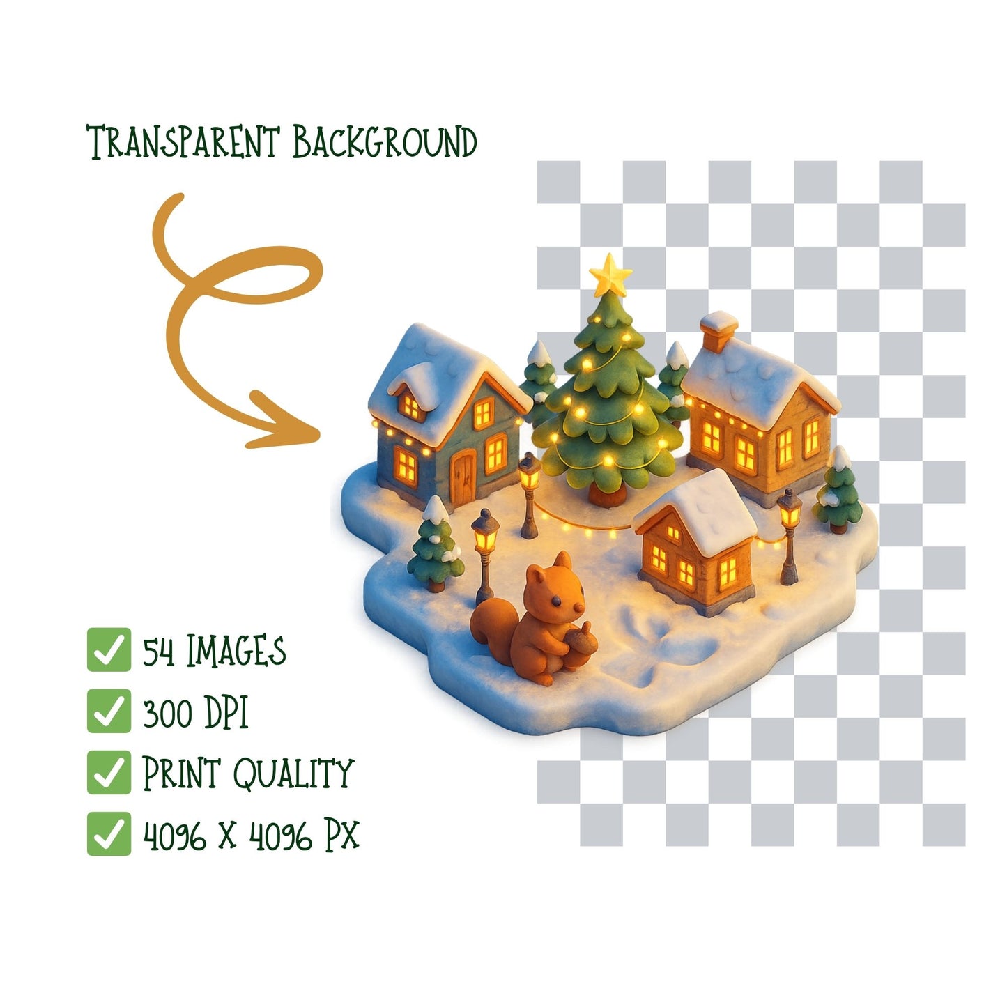 Winter Wonderland Clipart – Cozy Snow Village PNG Bundle (54 Files) | Christmas Winter Town Art