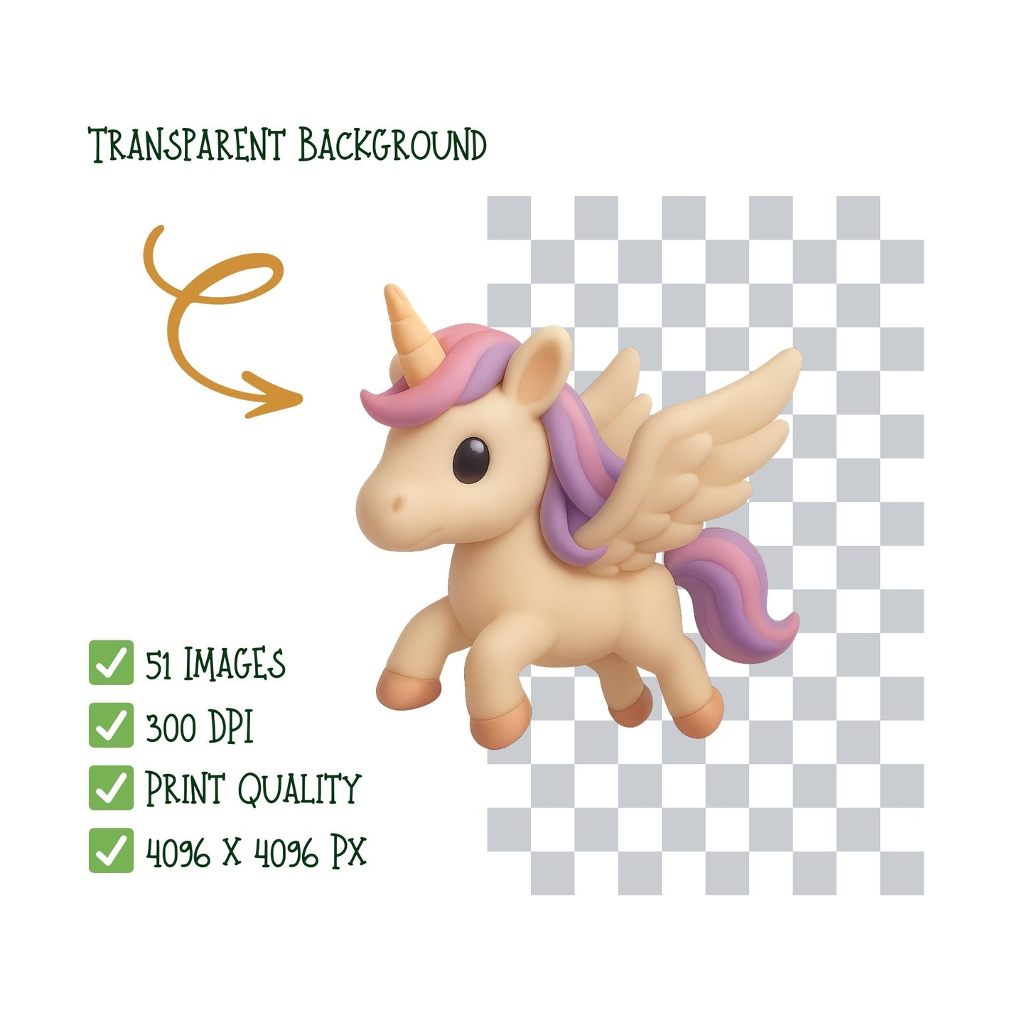 Unicorn PNG Clipart Bundle – 51 Cute Pastel Unicorn Graphics | Magical Creatures, Rainbows & Castle