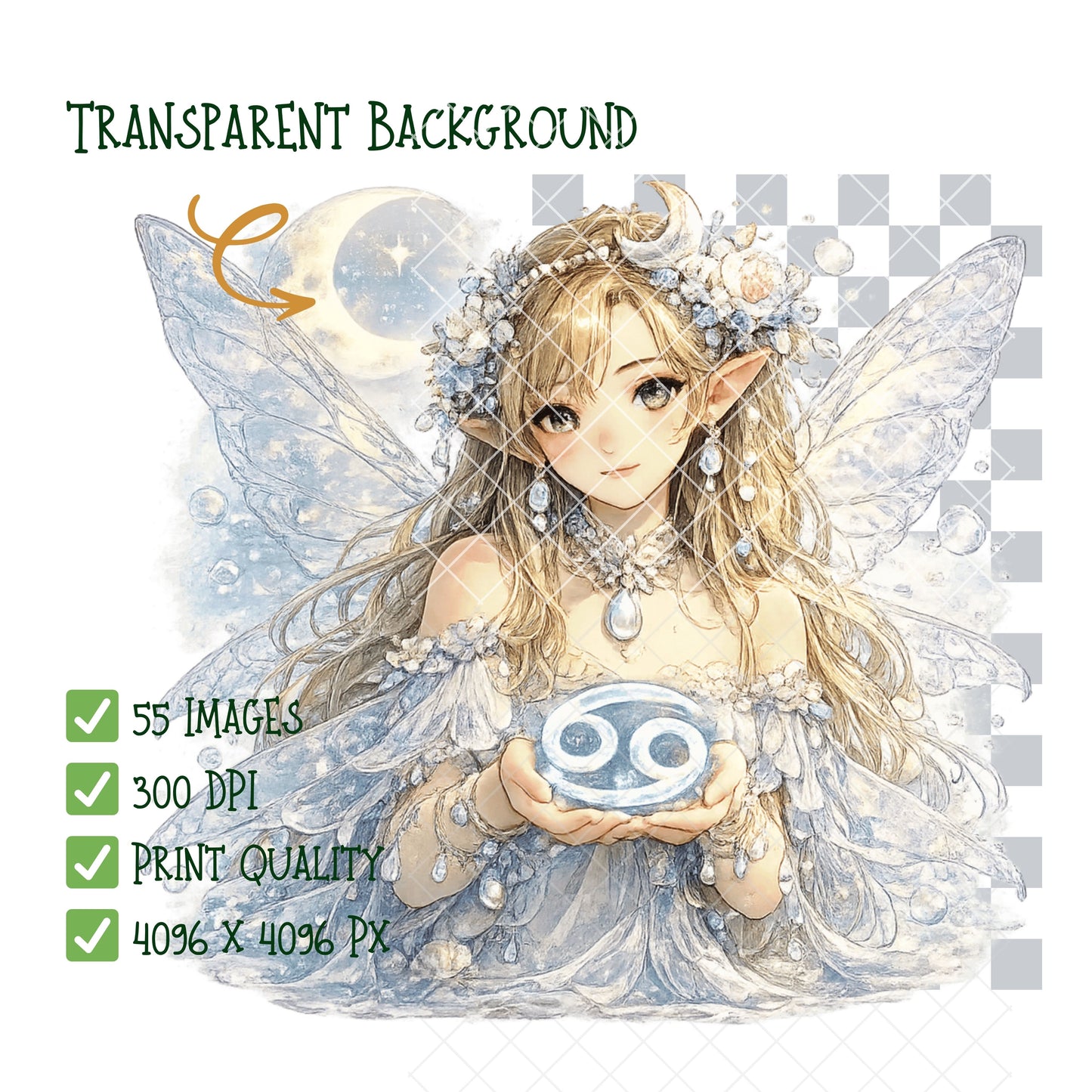 Fairy Zodiac Watercolor Clipart – 55 PNG Files | Astrology Fairies, Horoscope Art, Mystic Celestial Illustrations