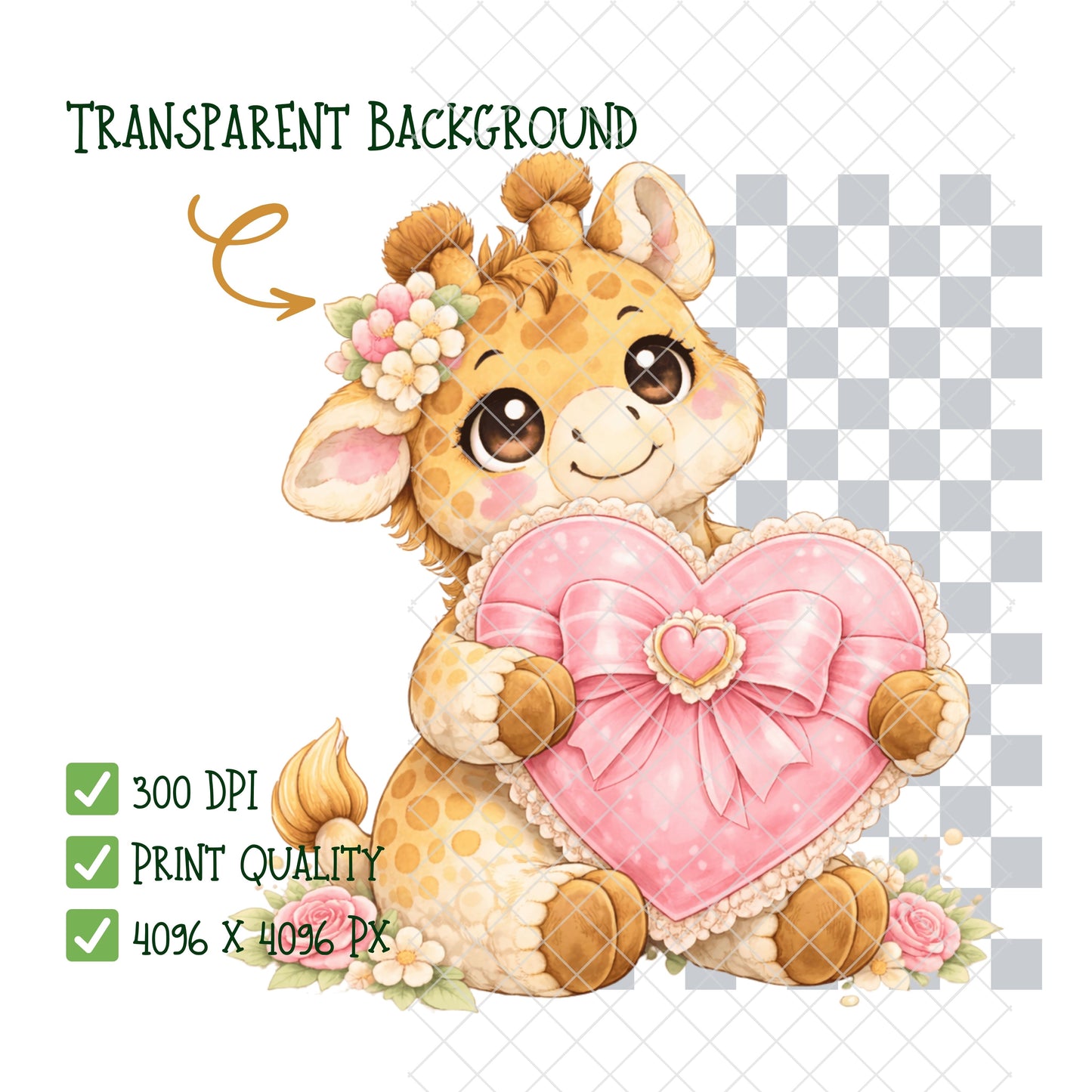 Valentine Giraffe Clipart – 54 Cute Love Giraffe PNG Files – Romantic Animal Graphics for Cards & Crafts