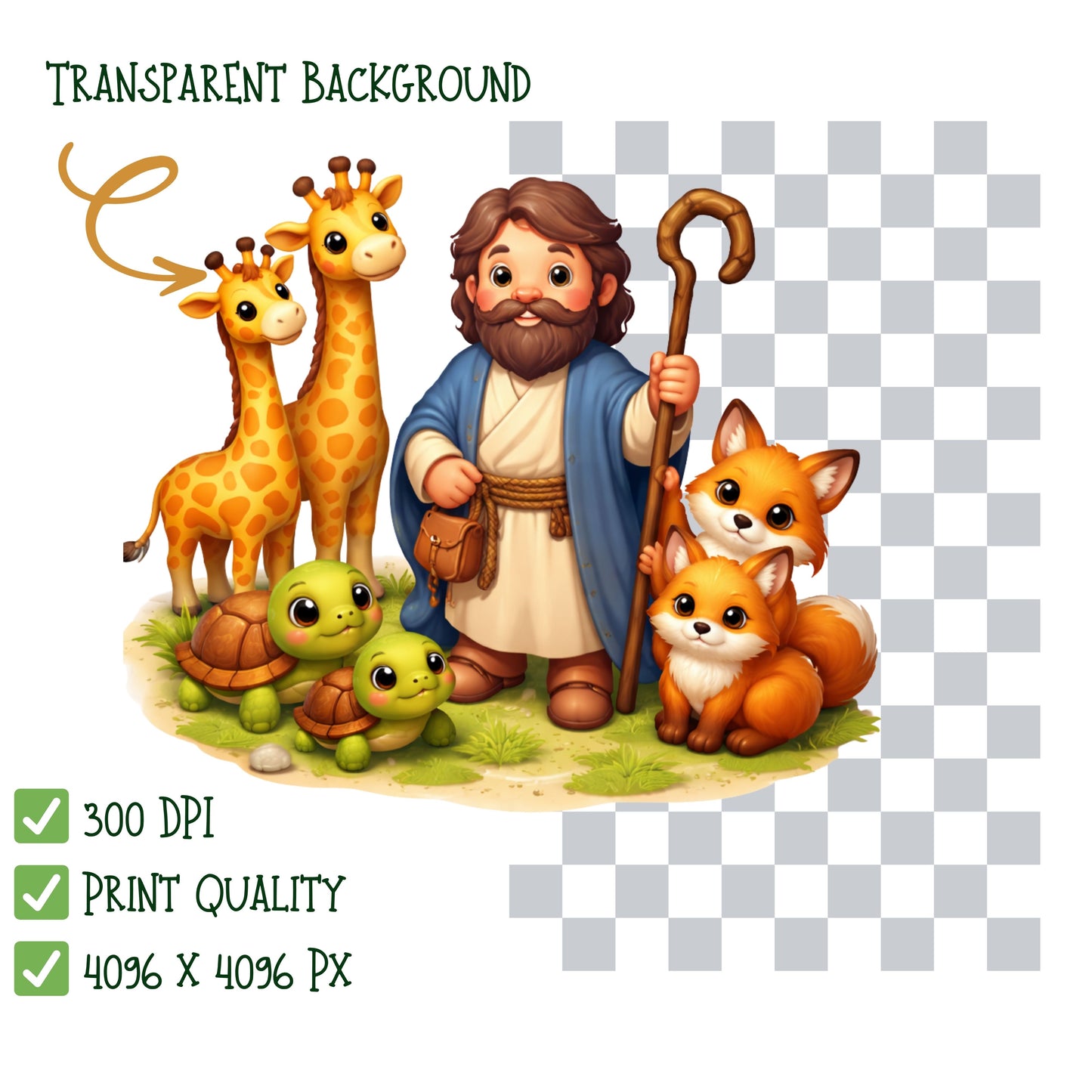 Noah’s Ark 3D Clipart – Bible Story Animal PNG Bundle for Kids (55 Files)