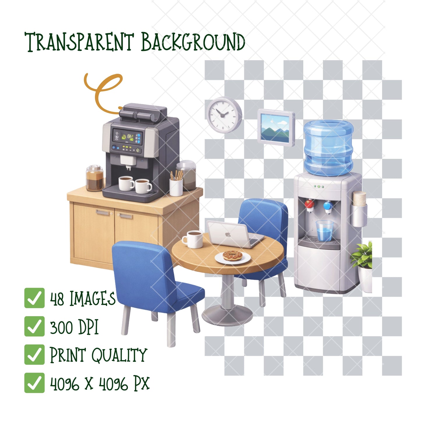Office Worker PNG Clipart Bundle, Cute Business People & Office Supplies, Commercial Use Clipart, Digital Planner Graphics, 48 PNG