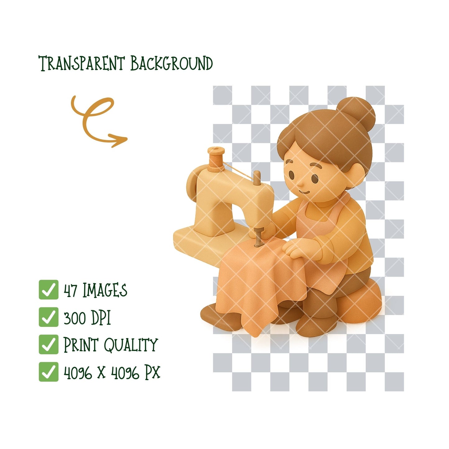 Fashion Designer Clipart Bundle, Sewing PNG Graphics, Tailor & Dressmaking Icons for Planners