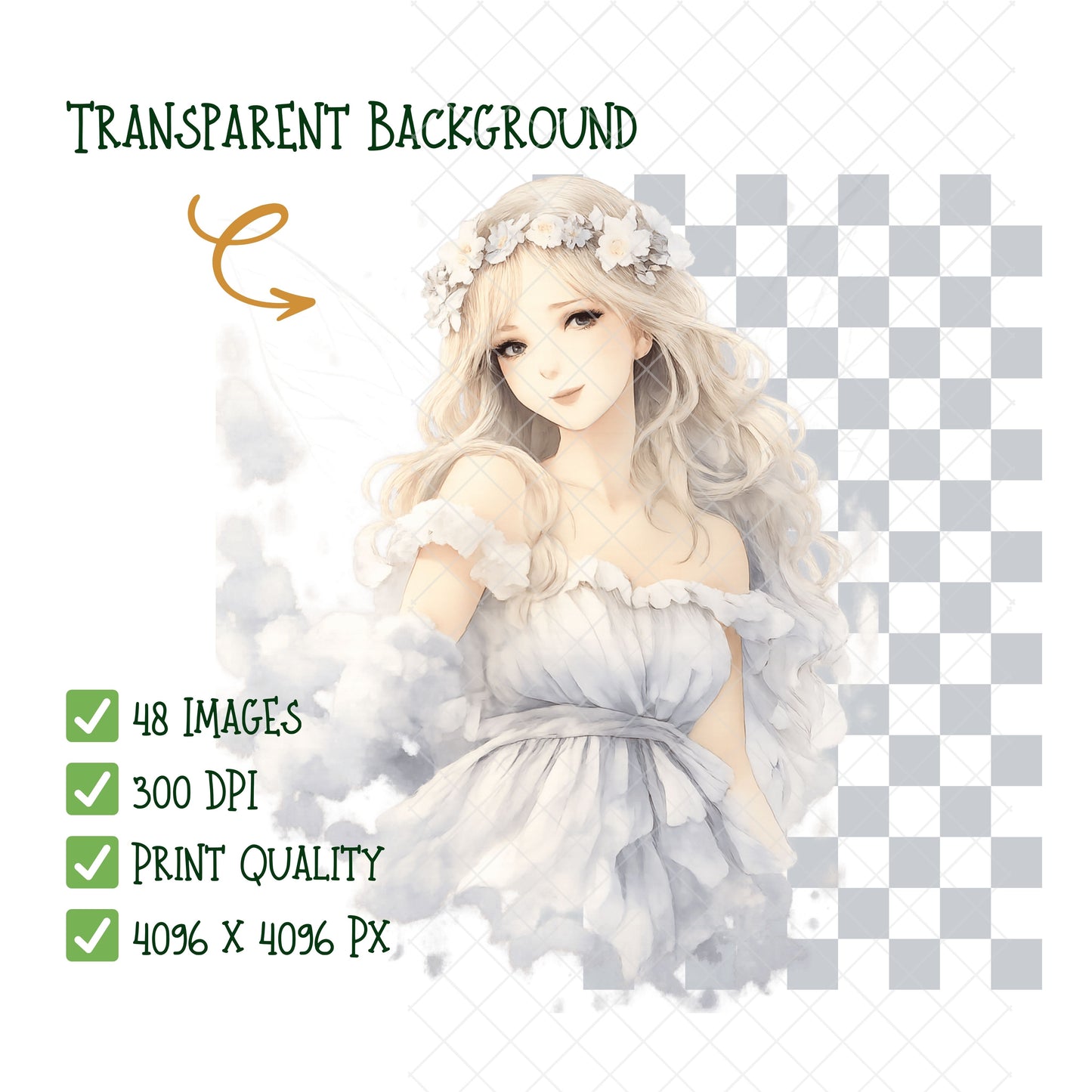Fairy Weather Clipart – Watercolor Fairy PNG Bundle (48 Files) – Magical Fantasy Art, Rain Sun Snow Rainbow Graphics