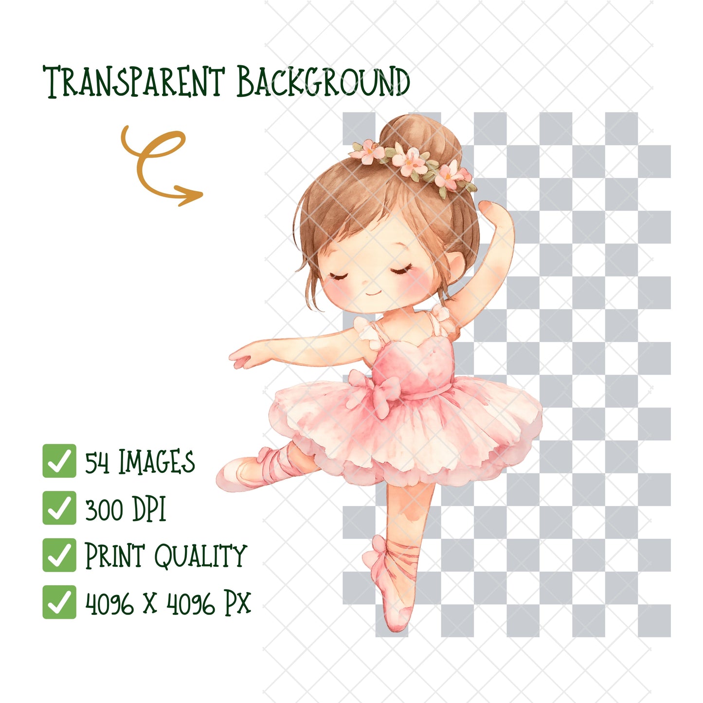 Dancing Watercolor Clipart – Ballet Girls PNG, Dance Recital Art, Ballerina Illustrations for Invitations, Planners & Scrapbooking (54 PNG)