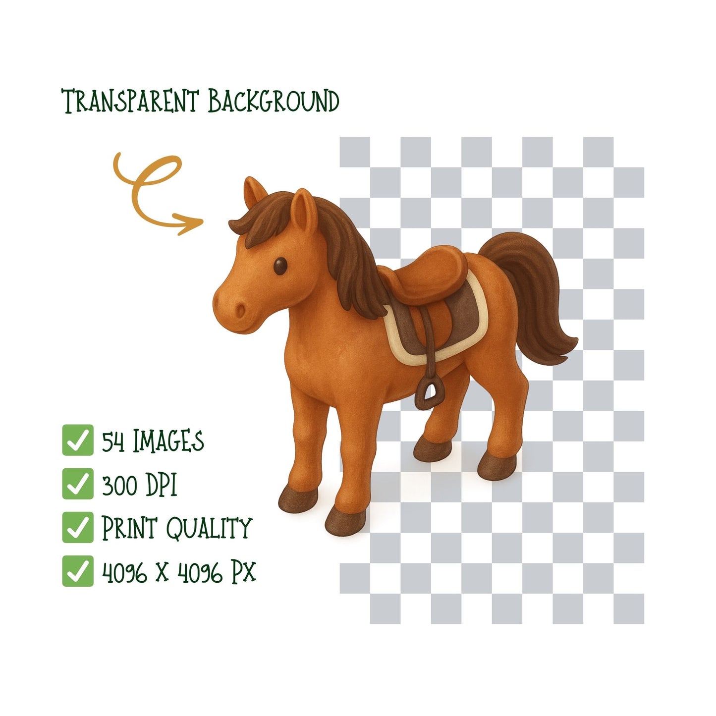 Horse Farm PNG Bundle – 54 Cute Farm Animal Clipart | Horses, Barn, Tractor, Farmer