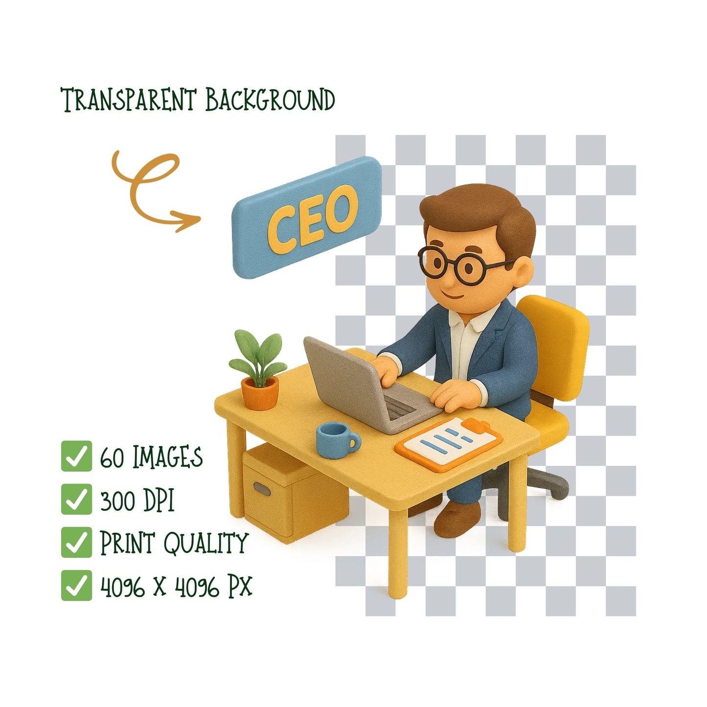 Tech Office Watercolor Clipart – Startup Workspace PNG Bundle | Business, Coding, Remote Work (60 Files)