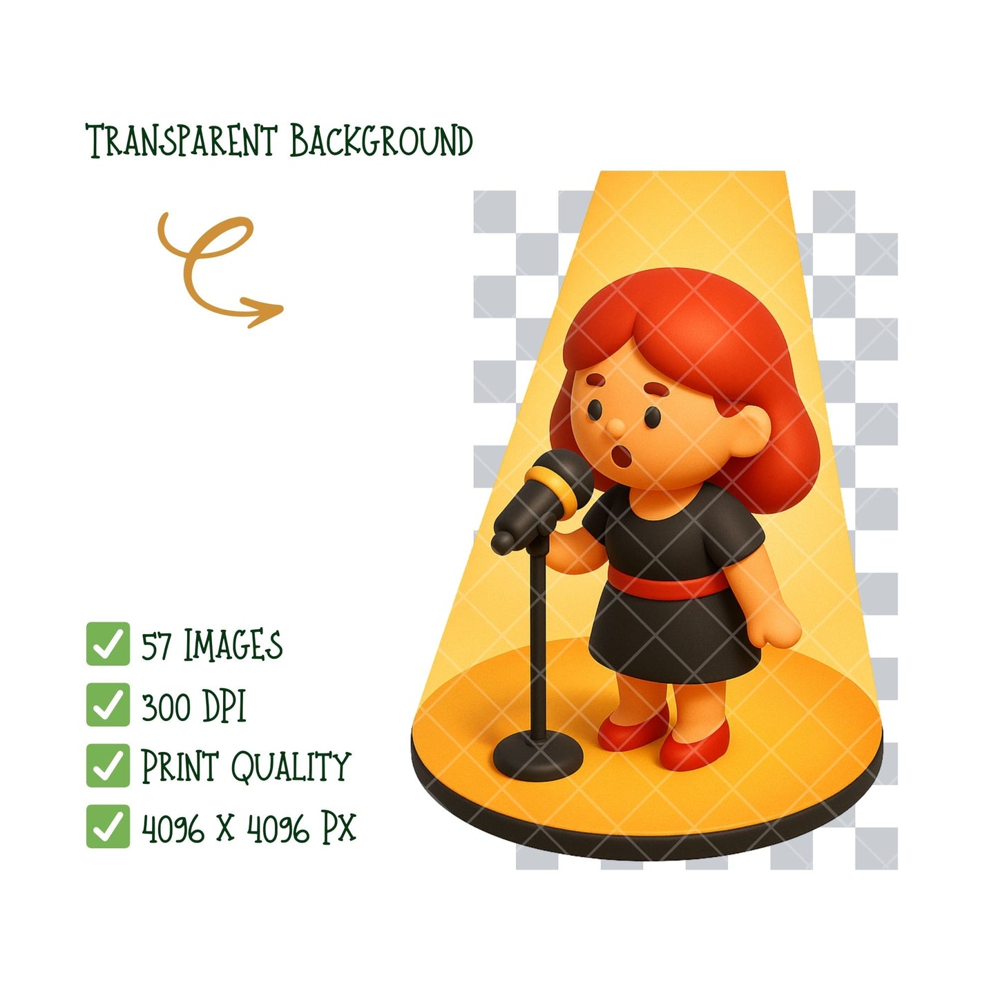 Music Clipart Bundle, 3D Isometric Music PNG, Instruments & Musicians, DJ Band Concert Graphics