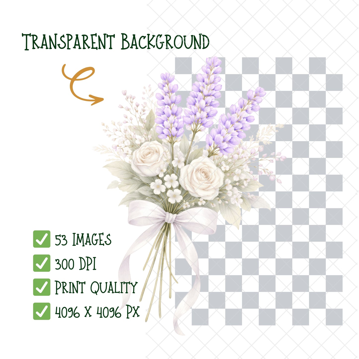 Lavender Watercolor Clipart – Purple Floral PNG Bundle (53 Files) – Wedding Invitations, Planner Stickers & Branding Graphic