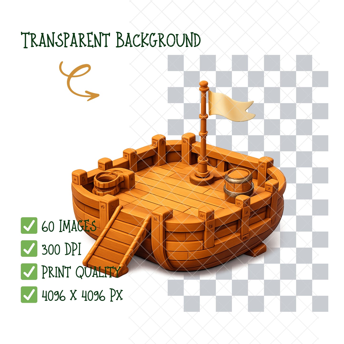 Noah’s Ark Clipart Bundle – 3D Bible Story PNG, Christian Kids Graphics, Ark & Animals Clipart, Sunday School Art, 60 PNG