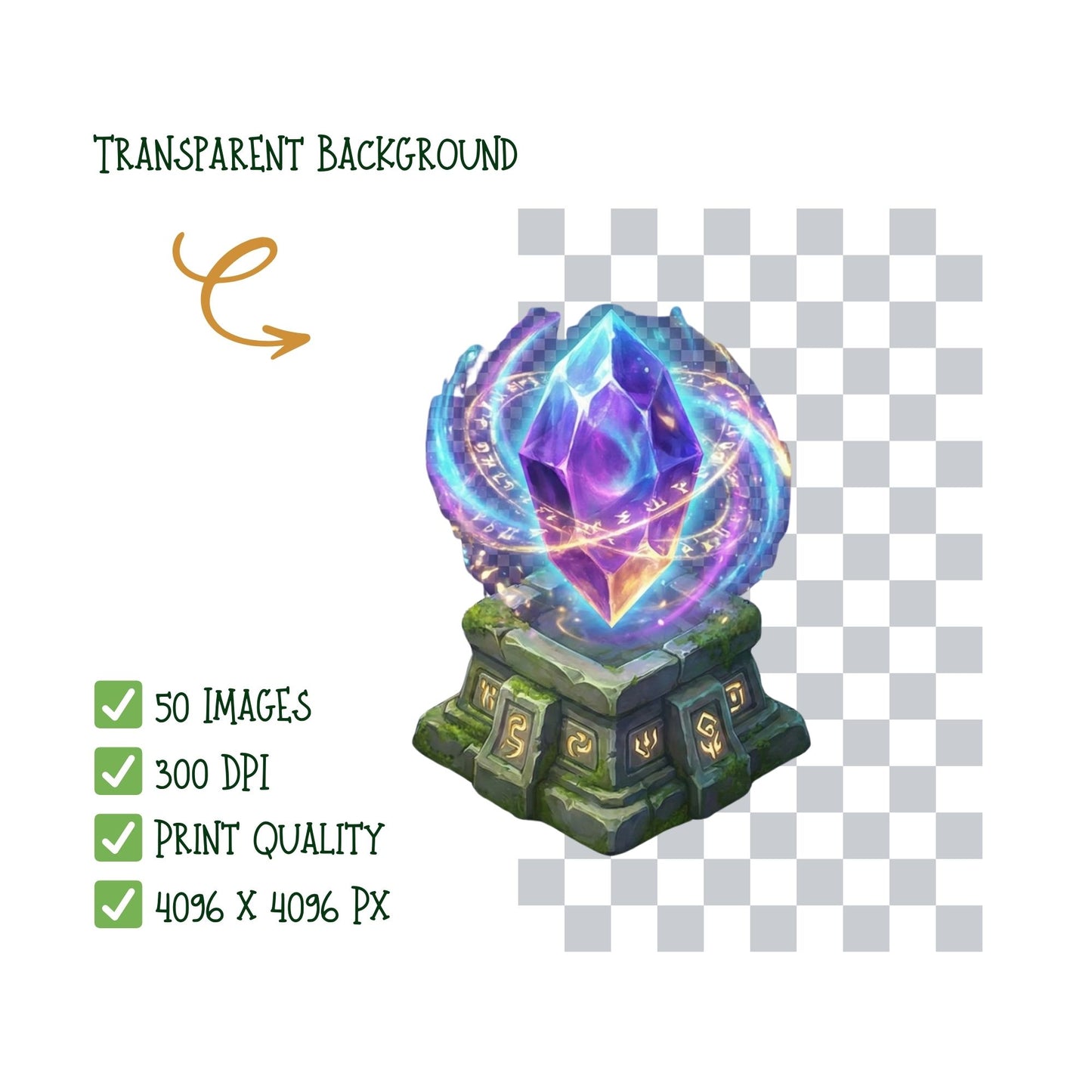 Fantasy RPG PNG Bundle – 50 Magic Game Assets | Potions, Scrolls, Spells, Weapons, Coins & Maps