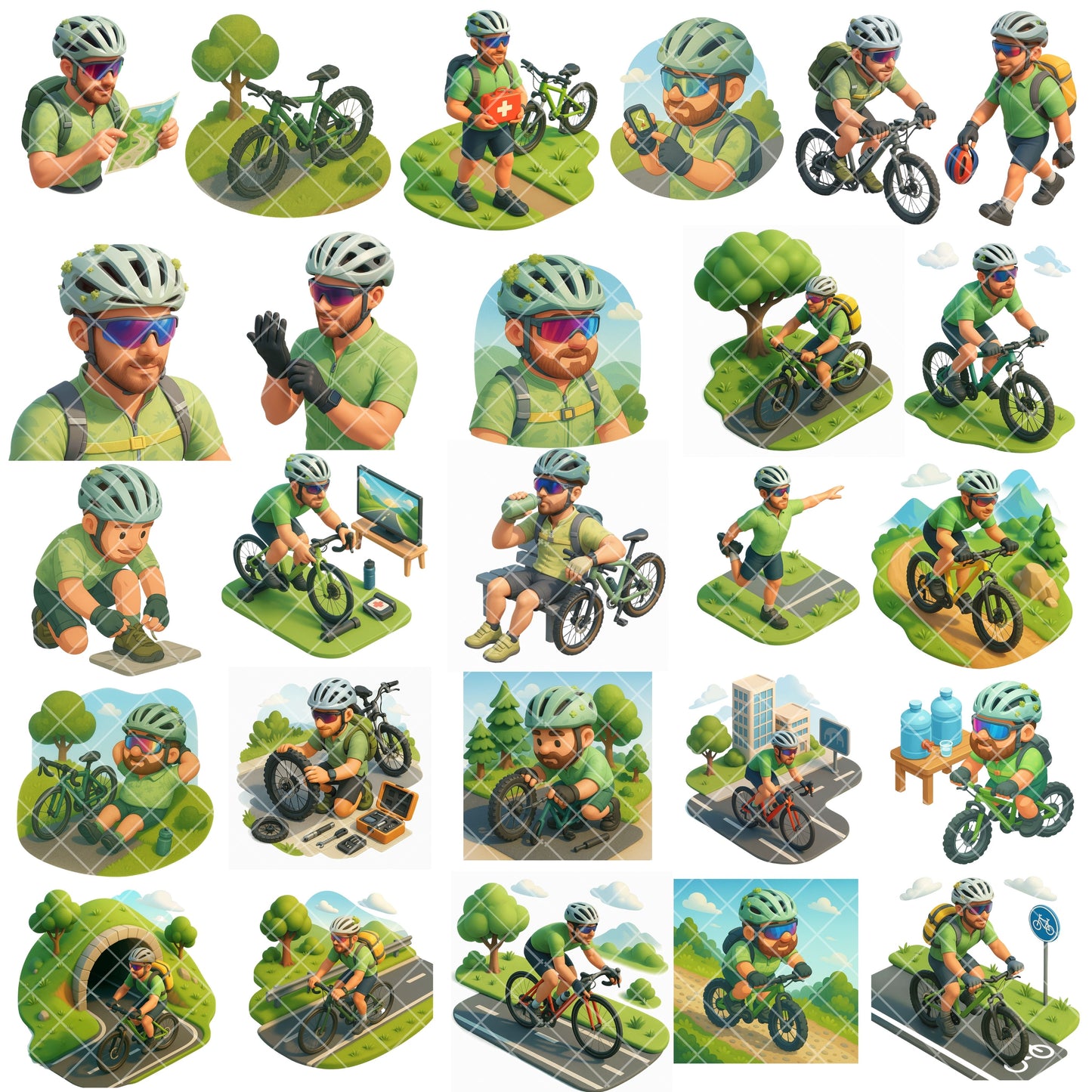 Cycling Adventure 3D Clipart PNG | Outdoor Biking, Camping & Race Graphics | Fitness Sports Isometric Art | Commercial Use