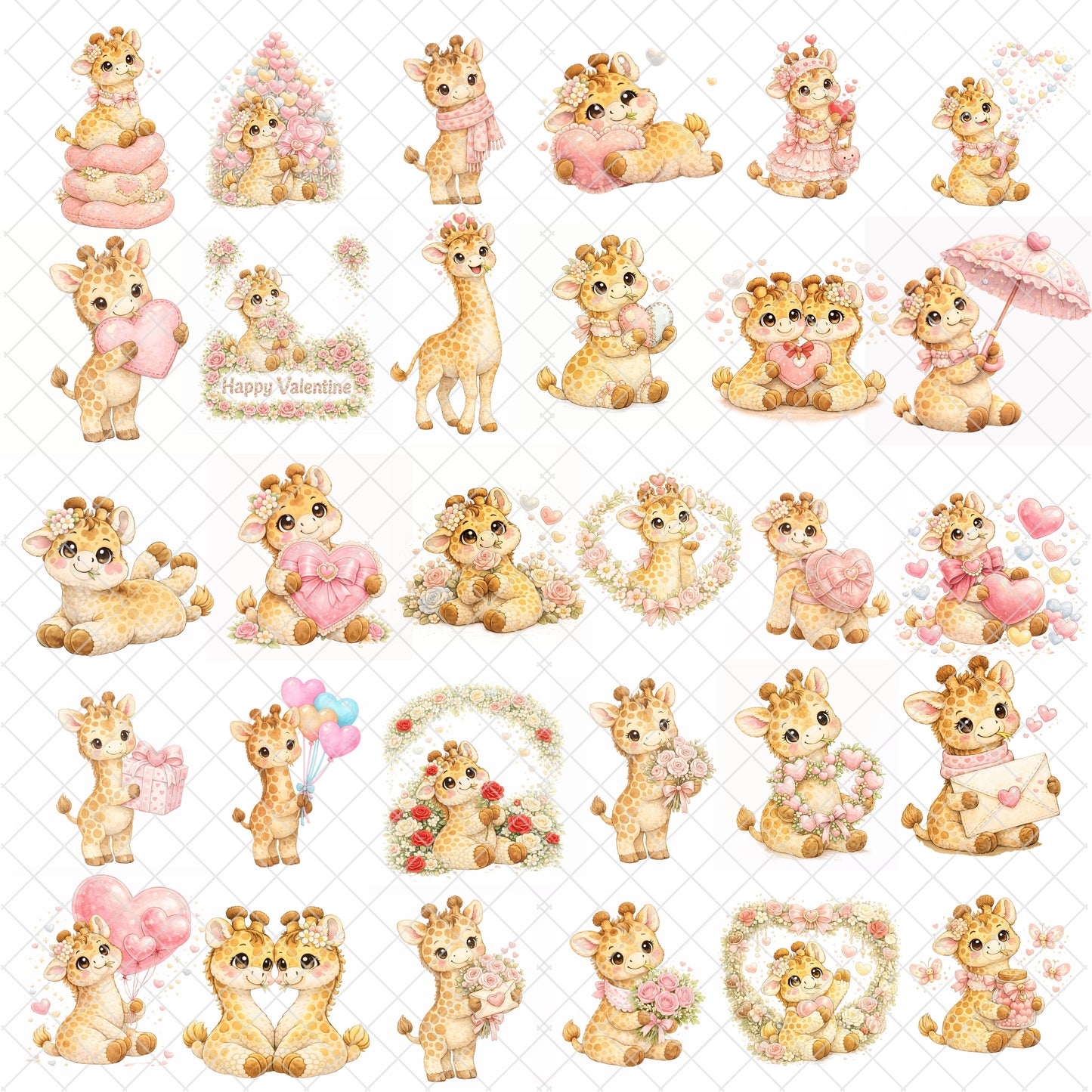 Valentine Giraffe Clipart – 54 Cute Love Giraffe PNG Files – Romantic Animal Graphics for Cards & Crafts