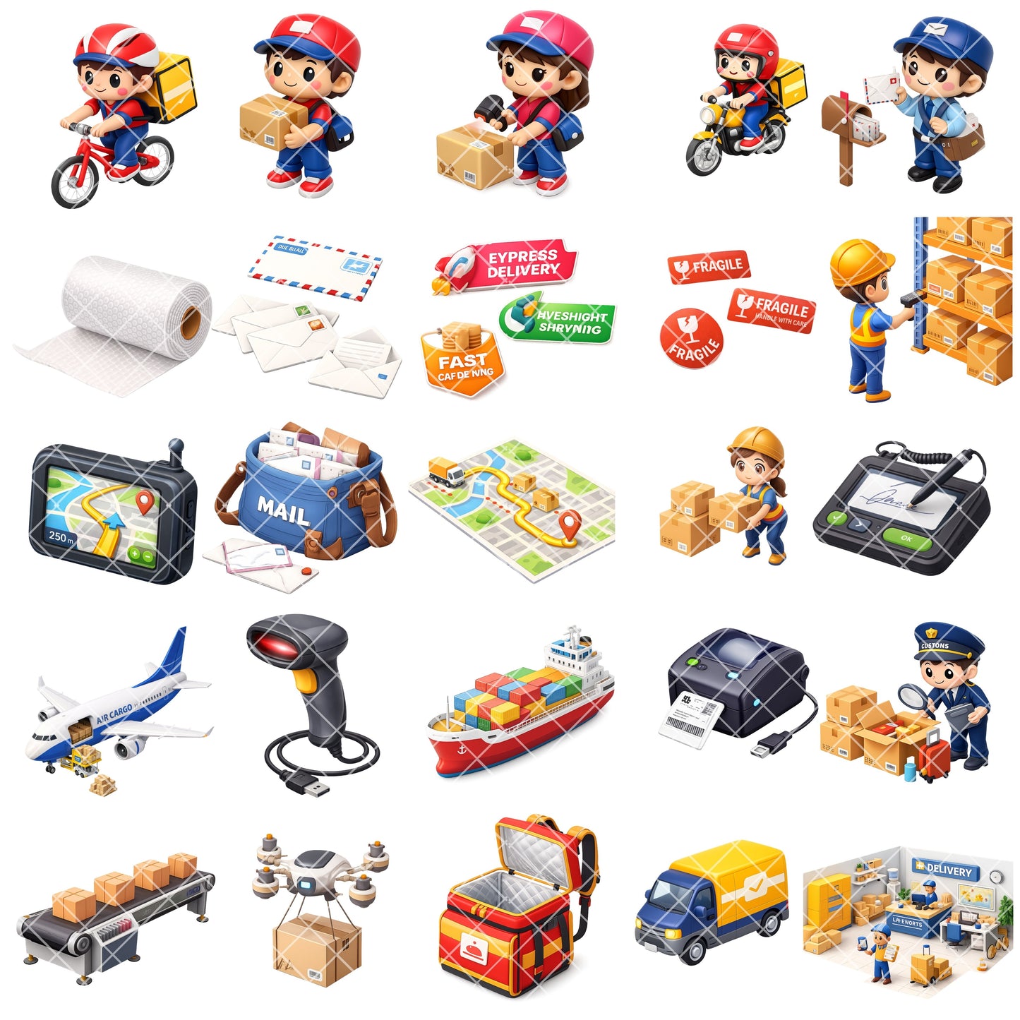 Delivery Logistics PNG Clipart, Courier & Shipping Graphics, Warehouse Postal Clipart, Planner Stickers, Commercial Use, 47 PNG