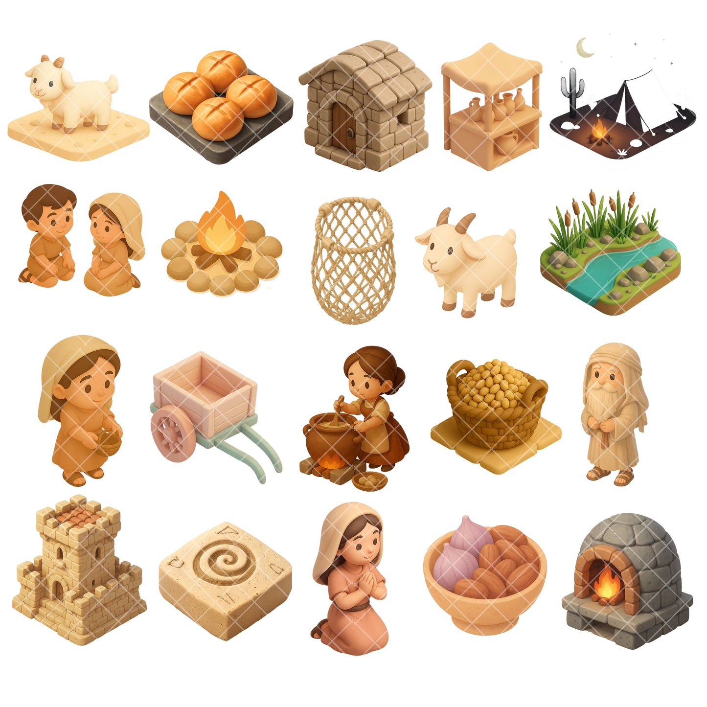 Old Testament Bible Clipart PNG Bundle – 60 Christian Characters & Bible Story Graphics (Digital Download)
