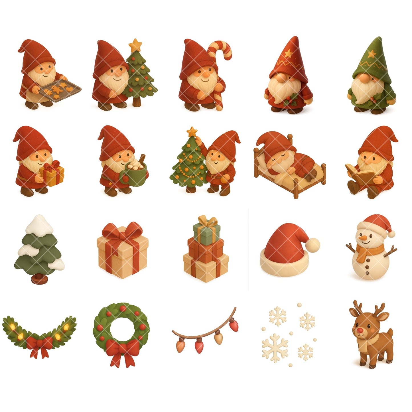 Christmas Gnome 3D Clipart PNG | Holiday Isometric Clipart | Christmas PNG Bundle | Gnome Graphics | Commercial Use