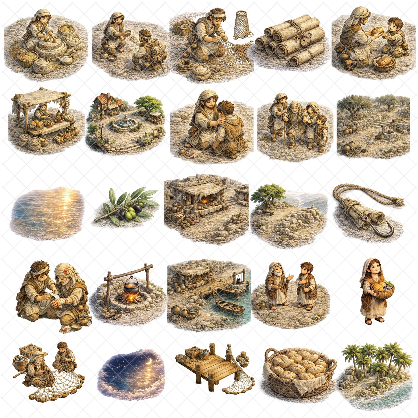 New Testament 3D Clipart Set – 65 Bible Story PNGs of Jesus, Miracles & Disciples for Teaching