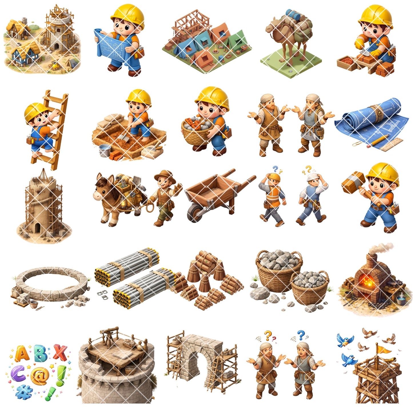 Tower of Babel Clipart – 60 Biblical PNG Files – Bible Story Builders, Christian Classroom & Sunday School Graphics