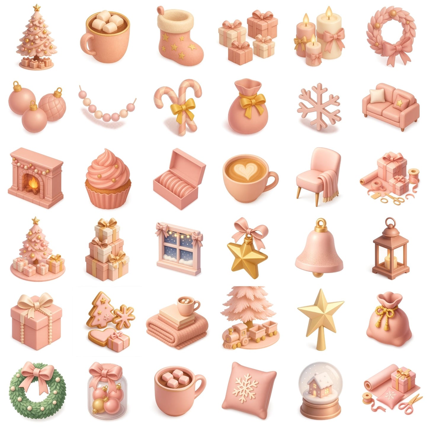 Pink Christmas Clipart PNG | Pastel Holiday Decor | Pink Christmas Aesthetic | Feminine Xmas Clipart | Commercial Use