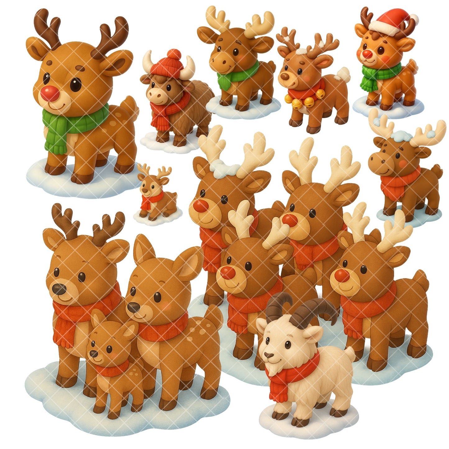 Winter Animal Clipart – Watercolor Snow PNG Bundle, Cute Christmas Animals, Cozy Winter Graphics (58 Files)