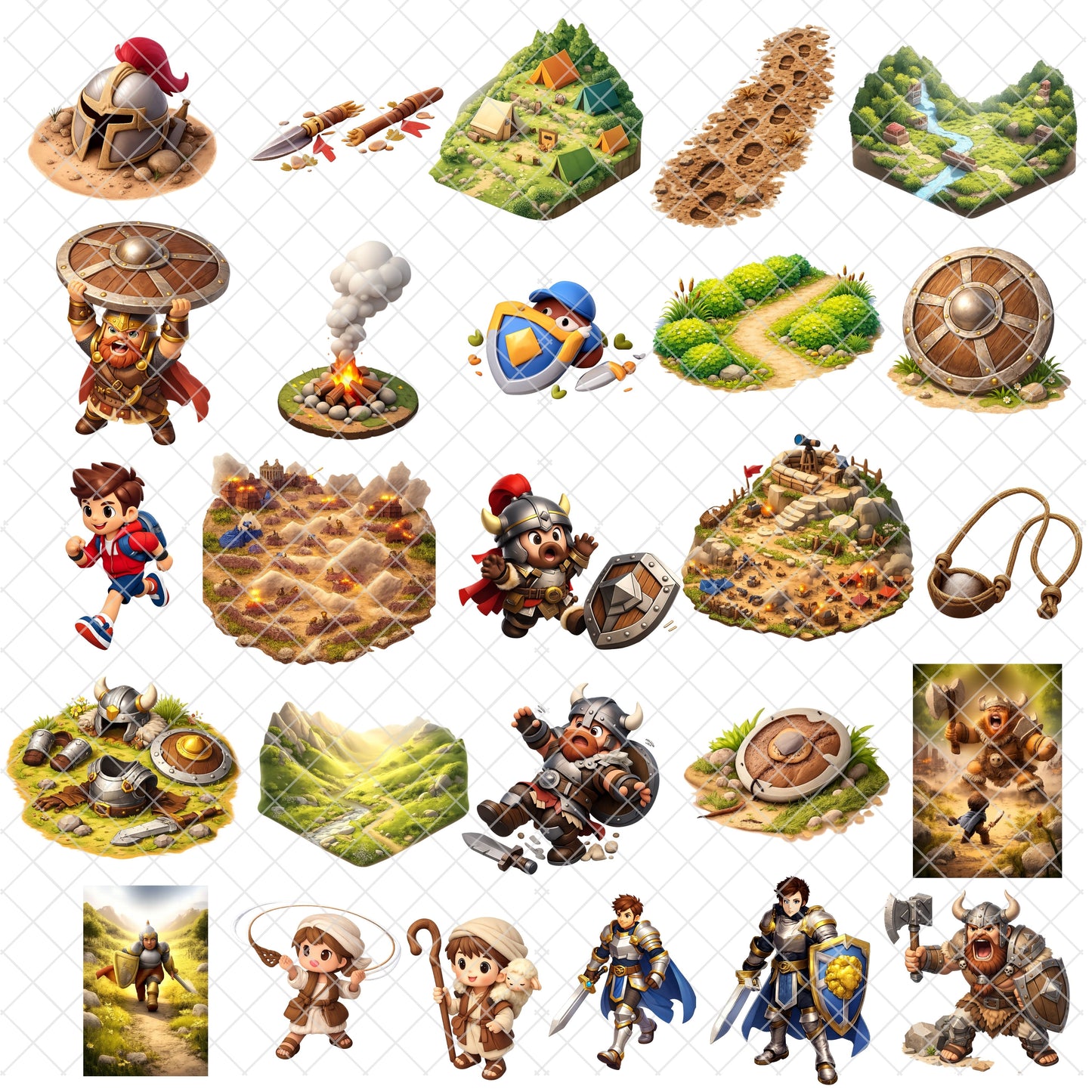 David and Goliath Clipart Set – 58 PNG 3D Bible Story Graphics, Christian Clipart, Sunday School Teaching Resources, Biblical Characters, Kids Bible Crafts