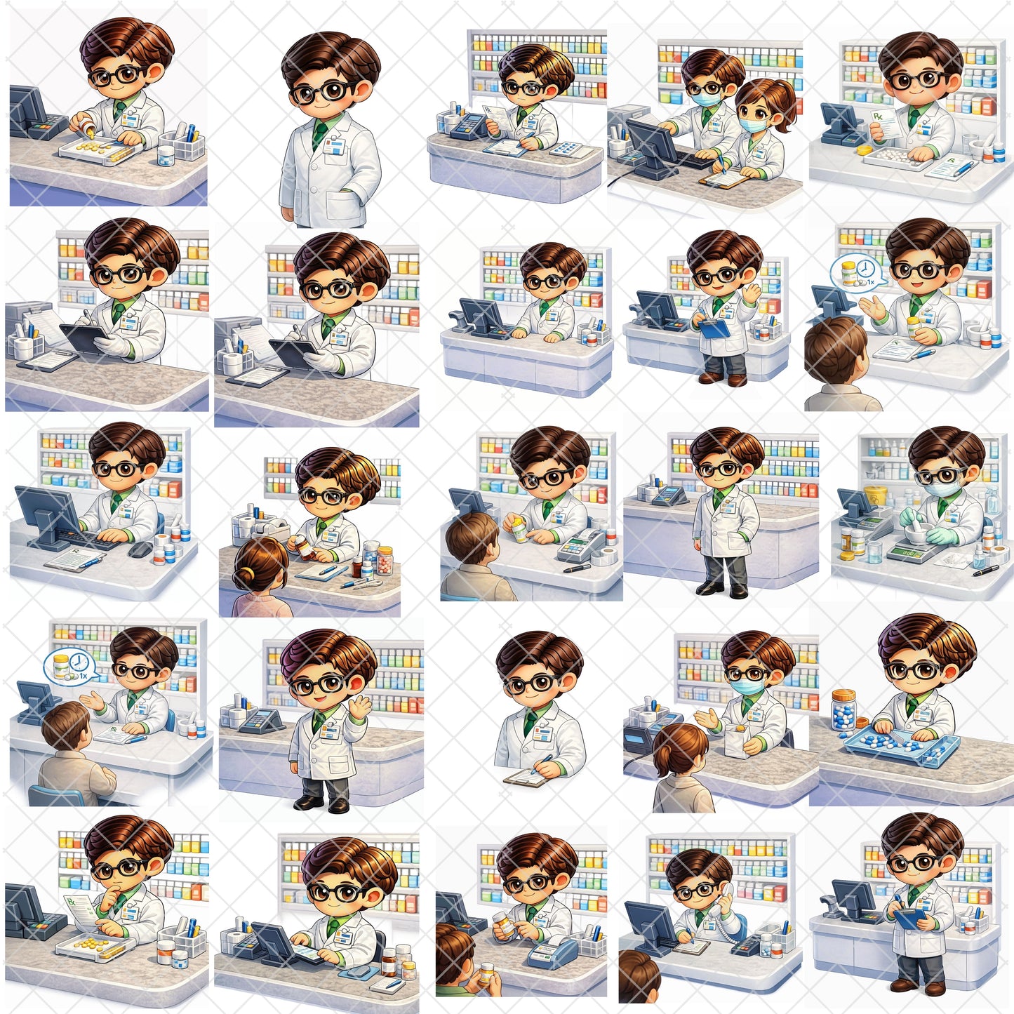 Pharmacist 3D Clipart PNG Bundle – 55 Pharmacy Scene Graphics for Healthcare, Education & Branding