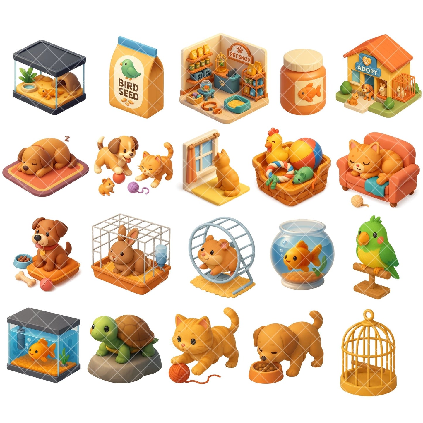 Pet Care 3D Clipart – 66 PNG Vet, Grooming & Animal Graphics | Dogs, Cats, Adoption, Animal Care
