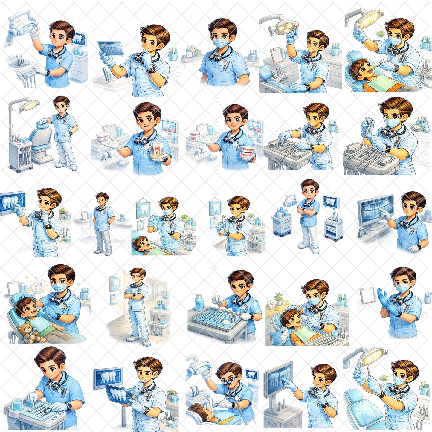 Dentist 3D Clipart PNG Bundle – 56 Isometric Tooth Care & Dental Office Graphics for Kids Education