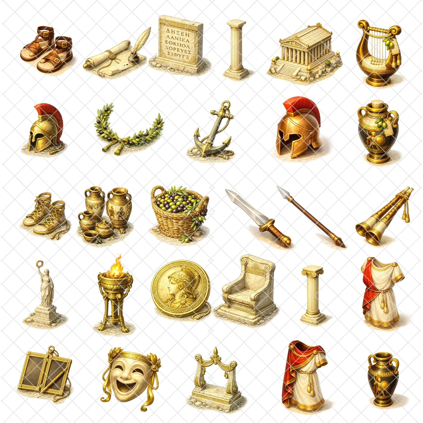 Ancient Greece 3D Clipart PNG Bundle – 55 Greek Mythology & History Graphics for Classroom Projects