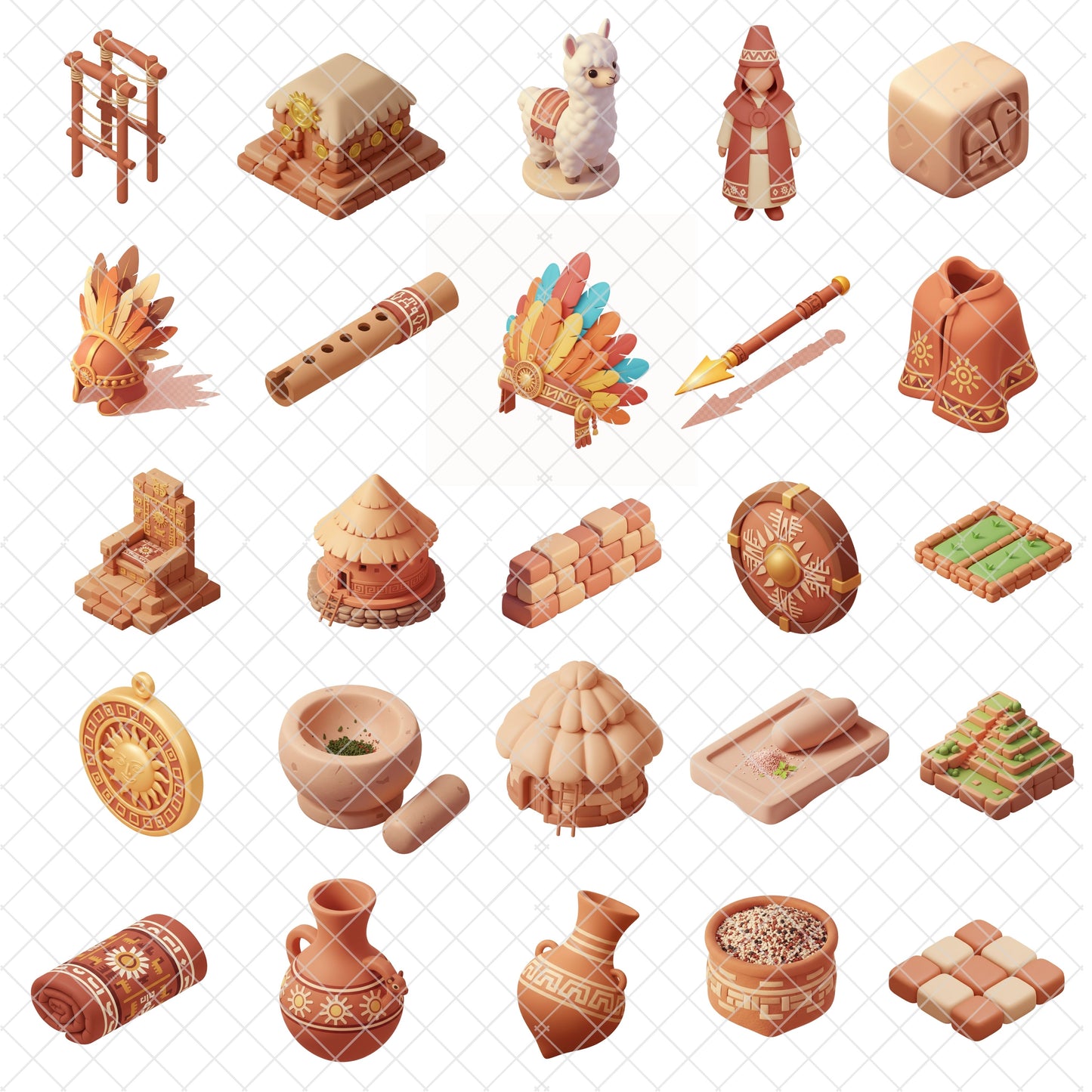 Inca Empire 3D Clipart PNG Bundle – 55 Ancient Civilization Graphics for History Classroom & Homeschool