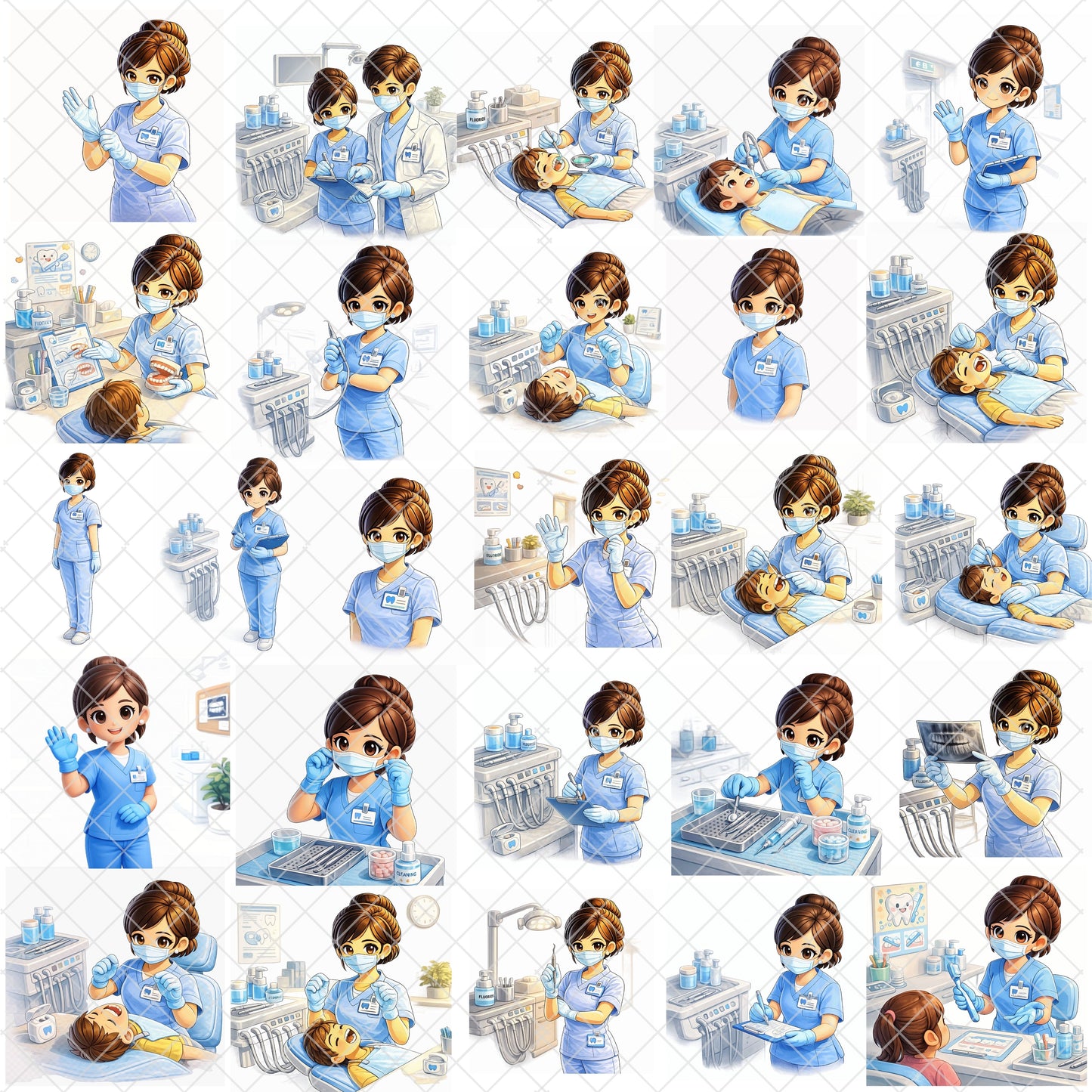 Dental Hygienist 3D Clipart PNG Bundle – 55 Dentist Office & Oral Care Graphics for Education & Marketing