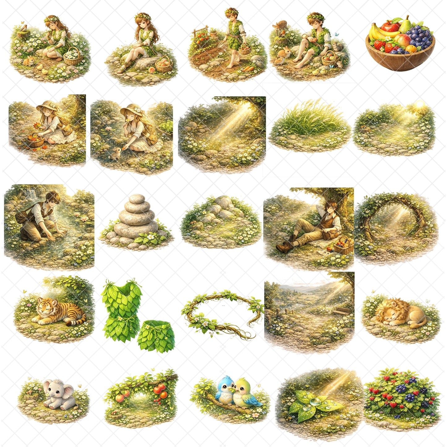 Adam and Eve 3D Clipart Set – 60 Garden of Eden Bible Story PNGs for Sunday School & Christian Crafts