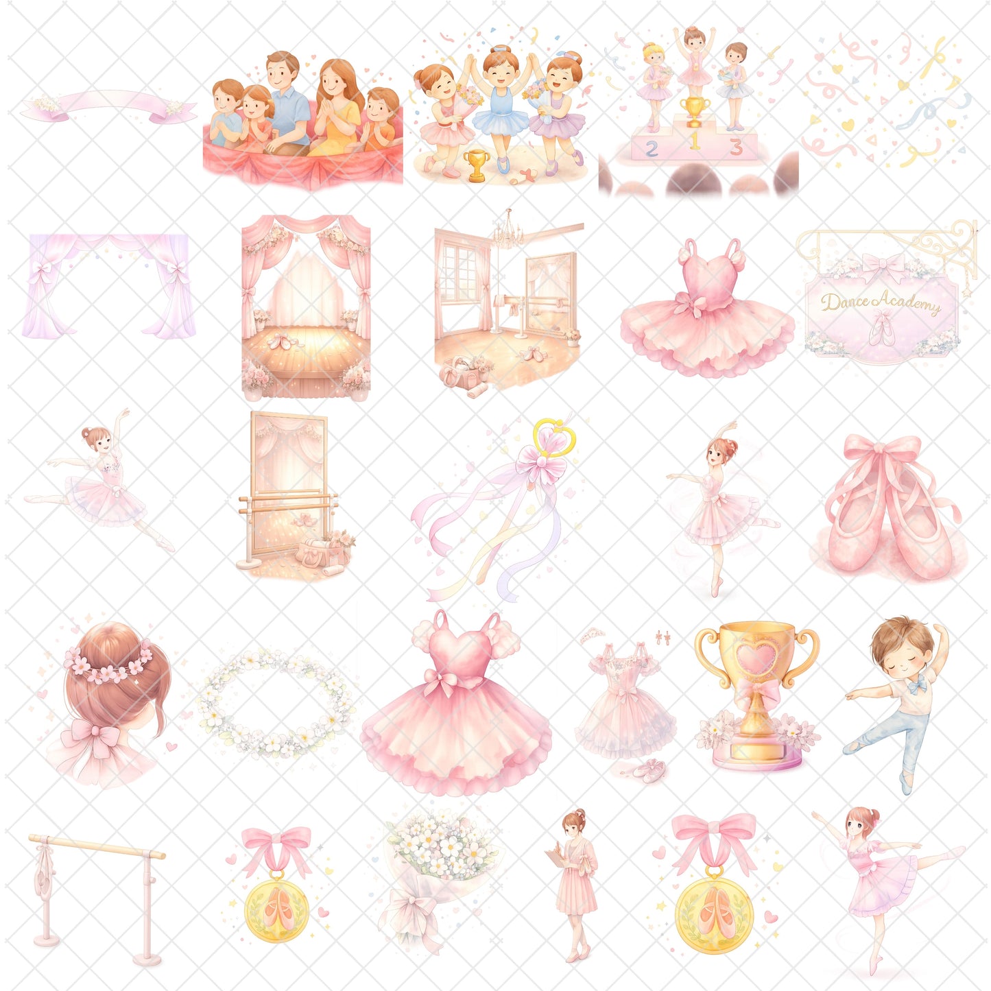 Dancing Watercolor Clipart – Ballet Girls PNG, Dance Recital Art, Ballerina Illustrations for Invitations, Planners & Scrapbooking (54 PNG)