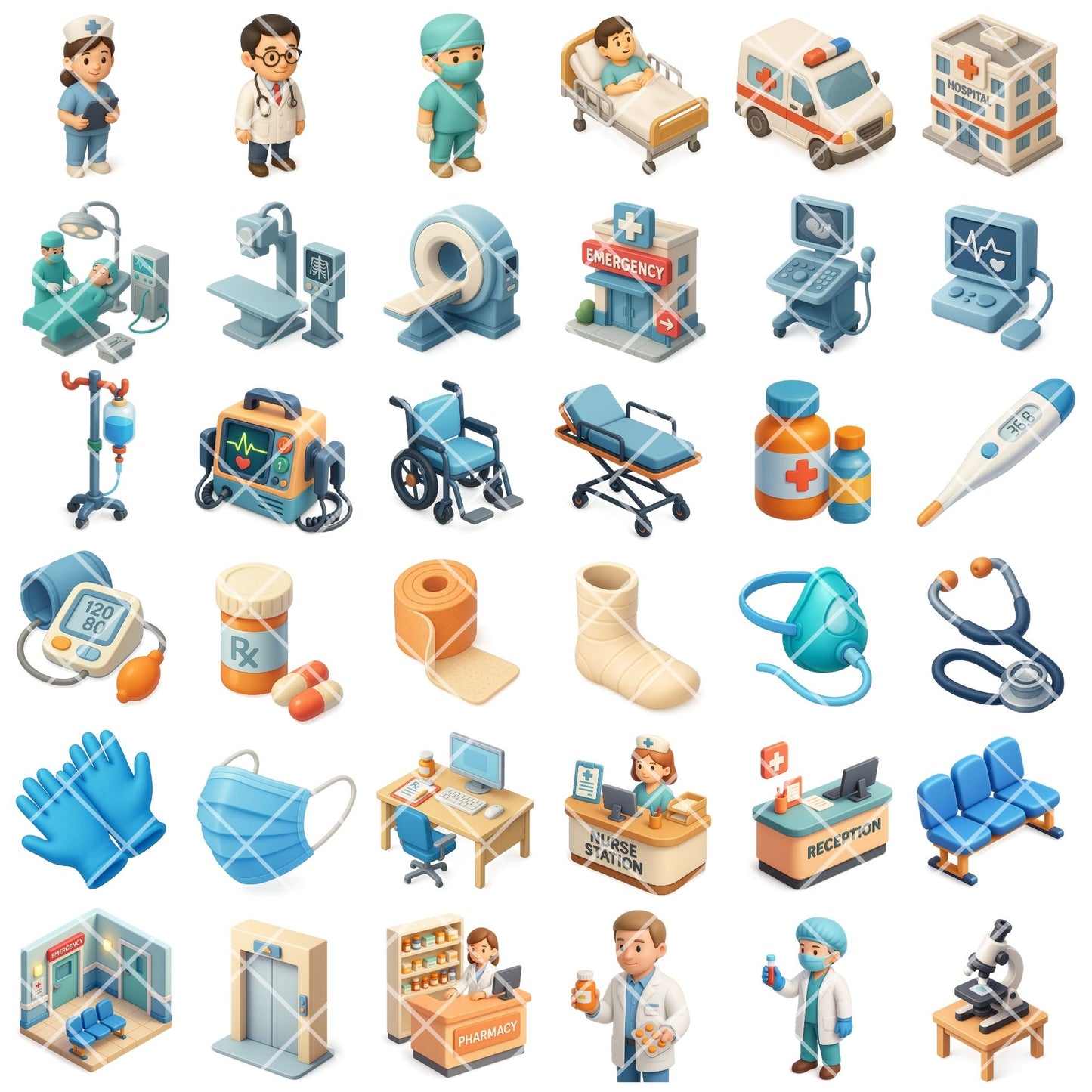Medical 3D Clipart PNG | Doctor Nurse Hospital Icons | Healthcare Illustrations | Medical Center Graphics | Commercial Use