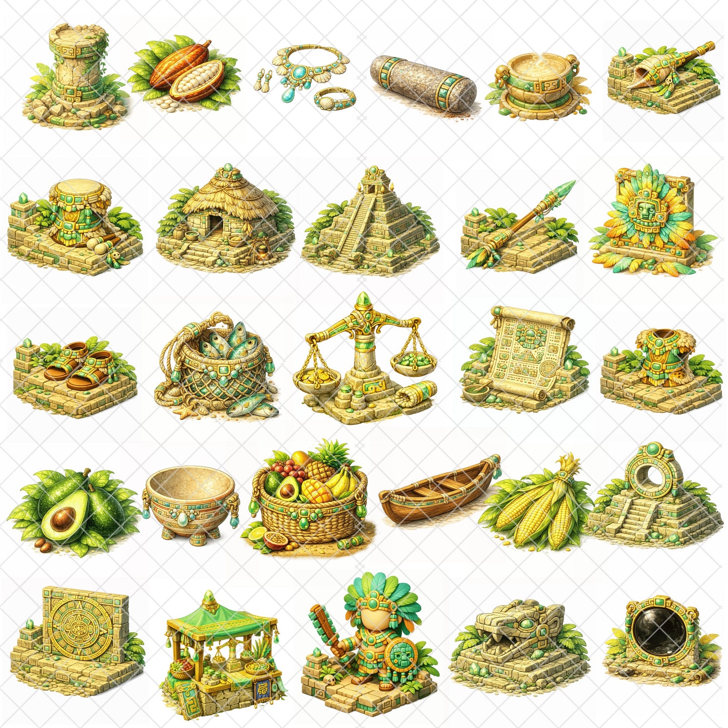 Maya Civilization 3D Clipart PNG Bundle – 55 Ancient Mayan History Graphics for Classroom & Homeschool