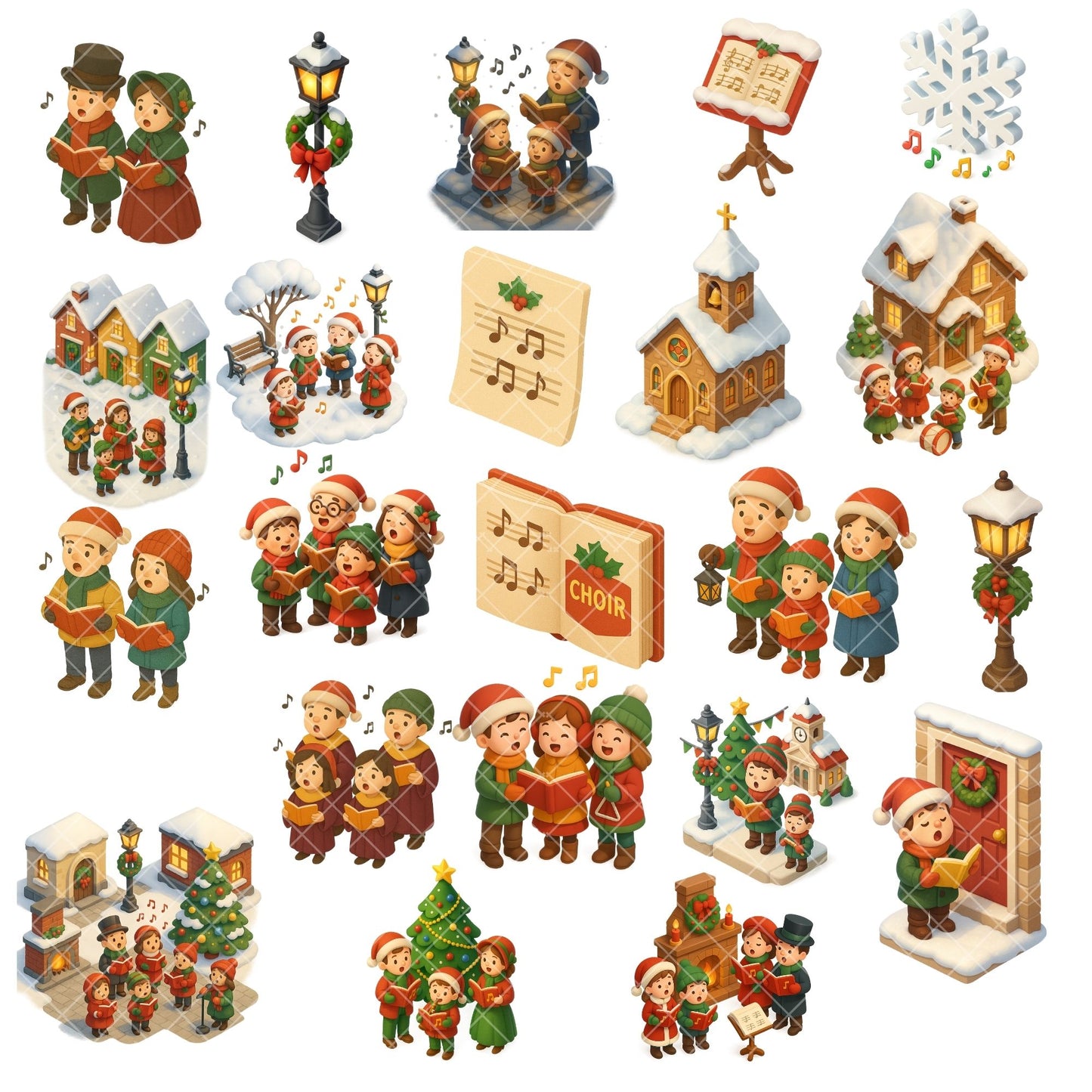 Christmas Carolers 3D PNG Bundle – Festive Music Clipart, Holiday Choir & Musicians, Winter Caroling Art, 50 PNG Files