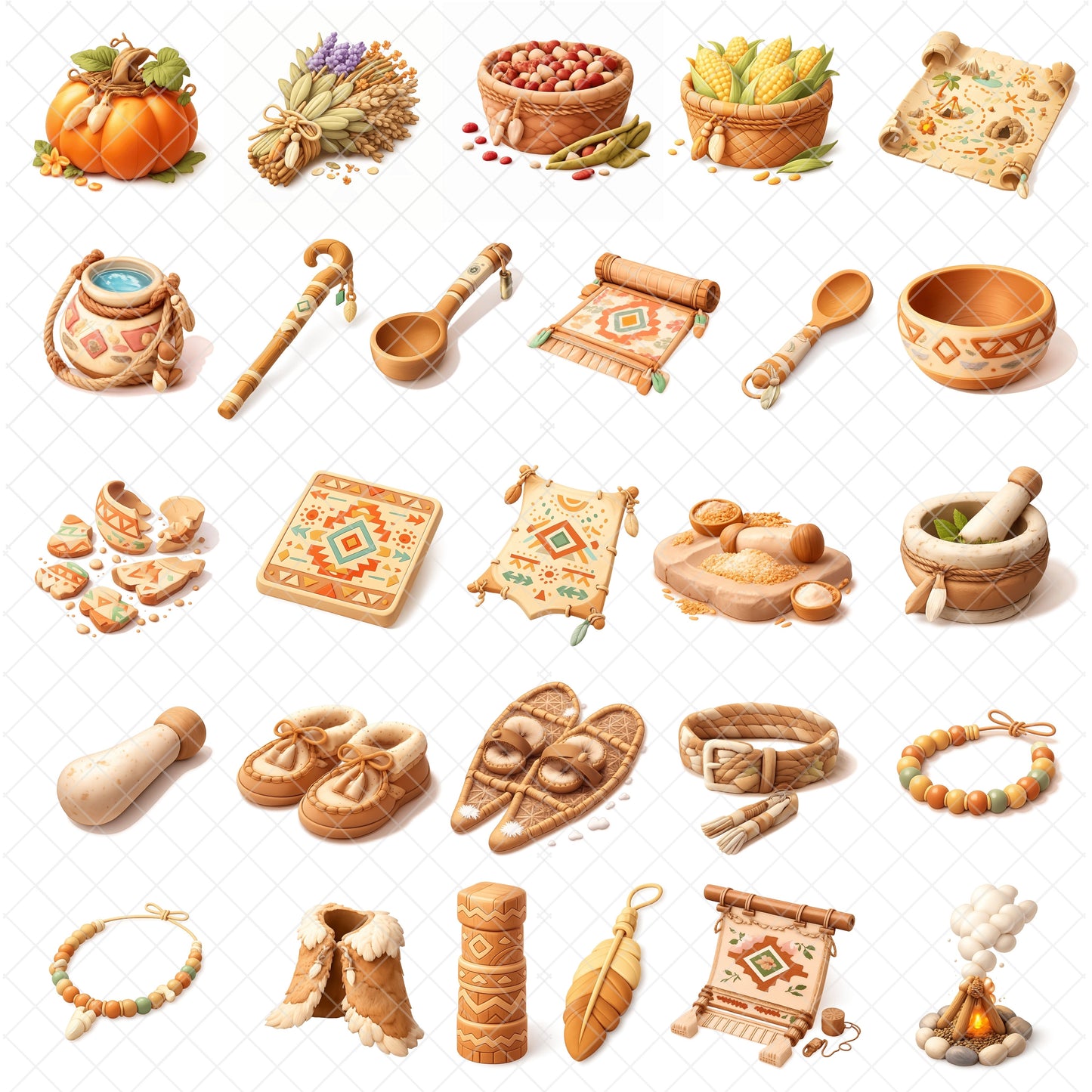 Indigenous Peoples of North America 3D Clipart – 55 PNG Files | Native American Culture, History & Classroom Projects